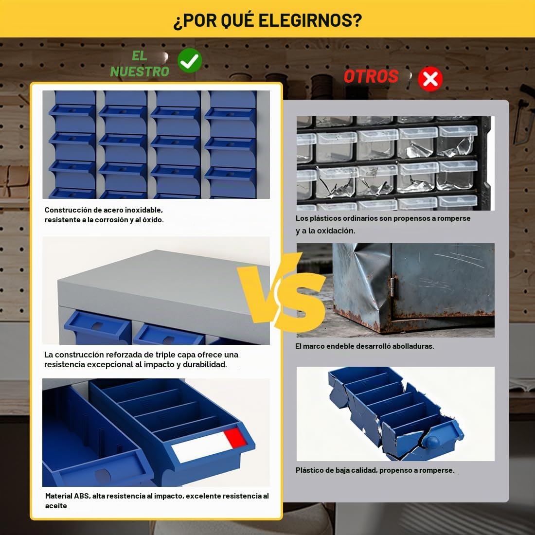 Estantería de metal 40 cajones para tornillos CStern, almacenamiento para taller, acero
