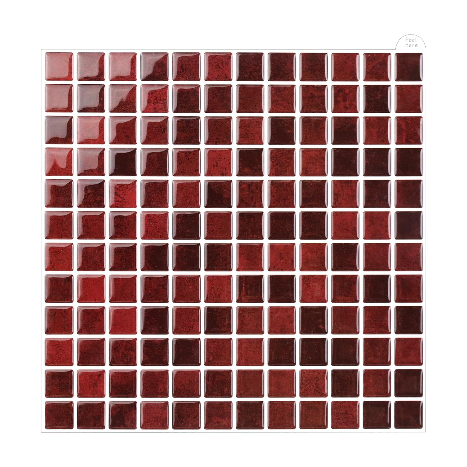 Alwayspon Lot de 10 autocollants muraux en vinyle mosaïque 3D imperméables à coller sur mur de cuisine, salle de bain, 25,4 x 25,4 x 25,4 cm (rouge rétro)