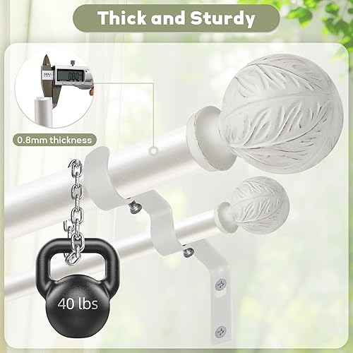 Miniatura 4 de Ycolnaefllr Barra de cortina doble de 1 pulgada de diámetro, barras de cortina dobles para ventanas de 72 a 144 pulgadas, barra de cortina doble