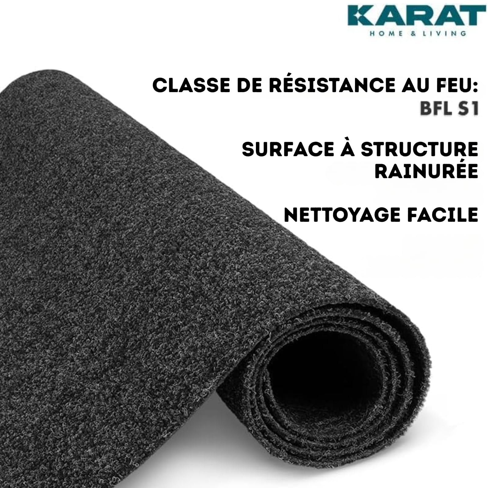 KARAT Tapis de Protection pour Barbecue 200 x 200 cm - Antidérapant & Résistant aux Hautes Températures - Retardateur de Flamme, Ultra-Robuste, Nettoyage Facile et Usage Extérieur Toutes Saisons