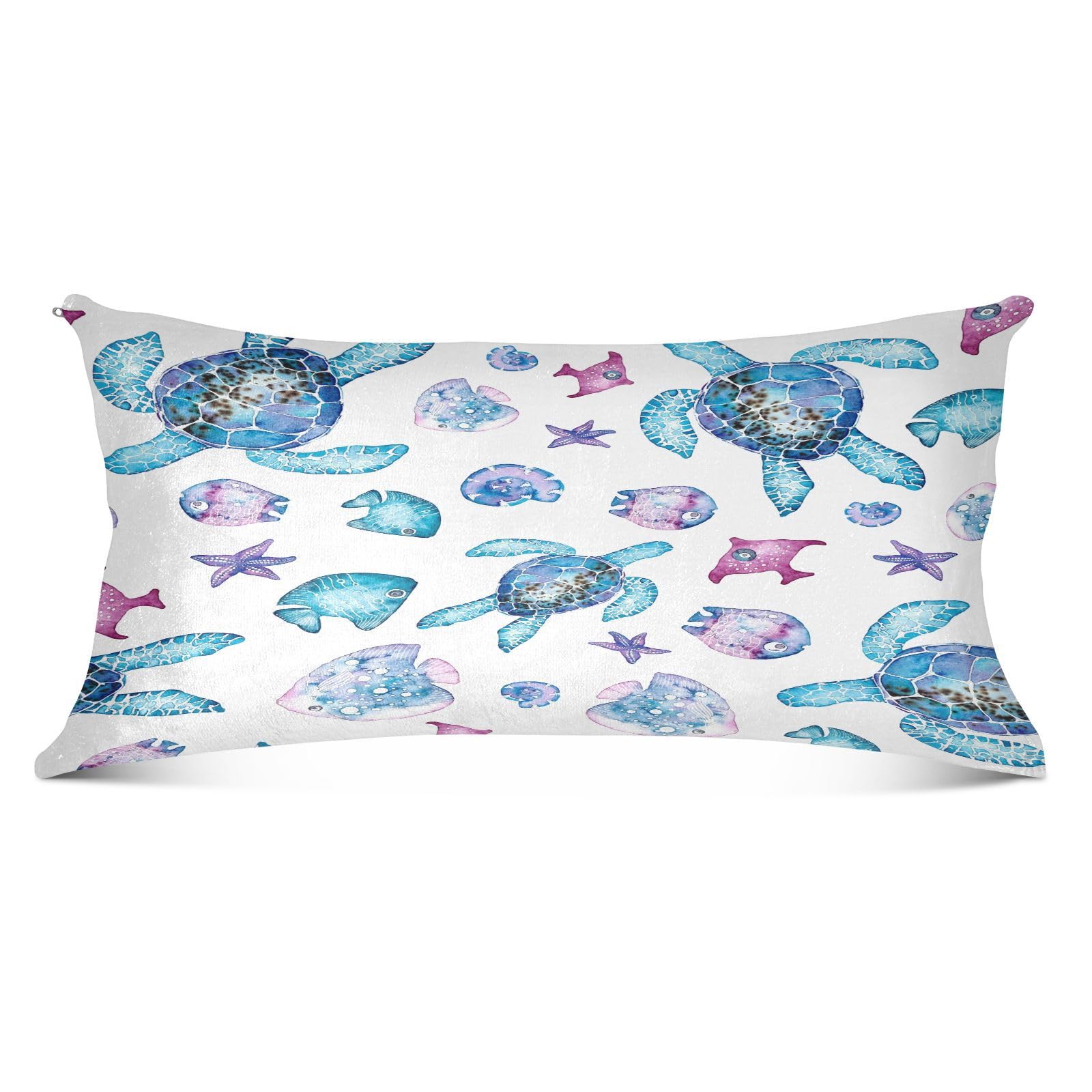 GOODOLD Blue Ocean Life Plush Pillow Cases - Super Soft and Cozy Luxury Pillowcases with Zipper Closure, Body Size 21x54 Inch