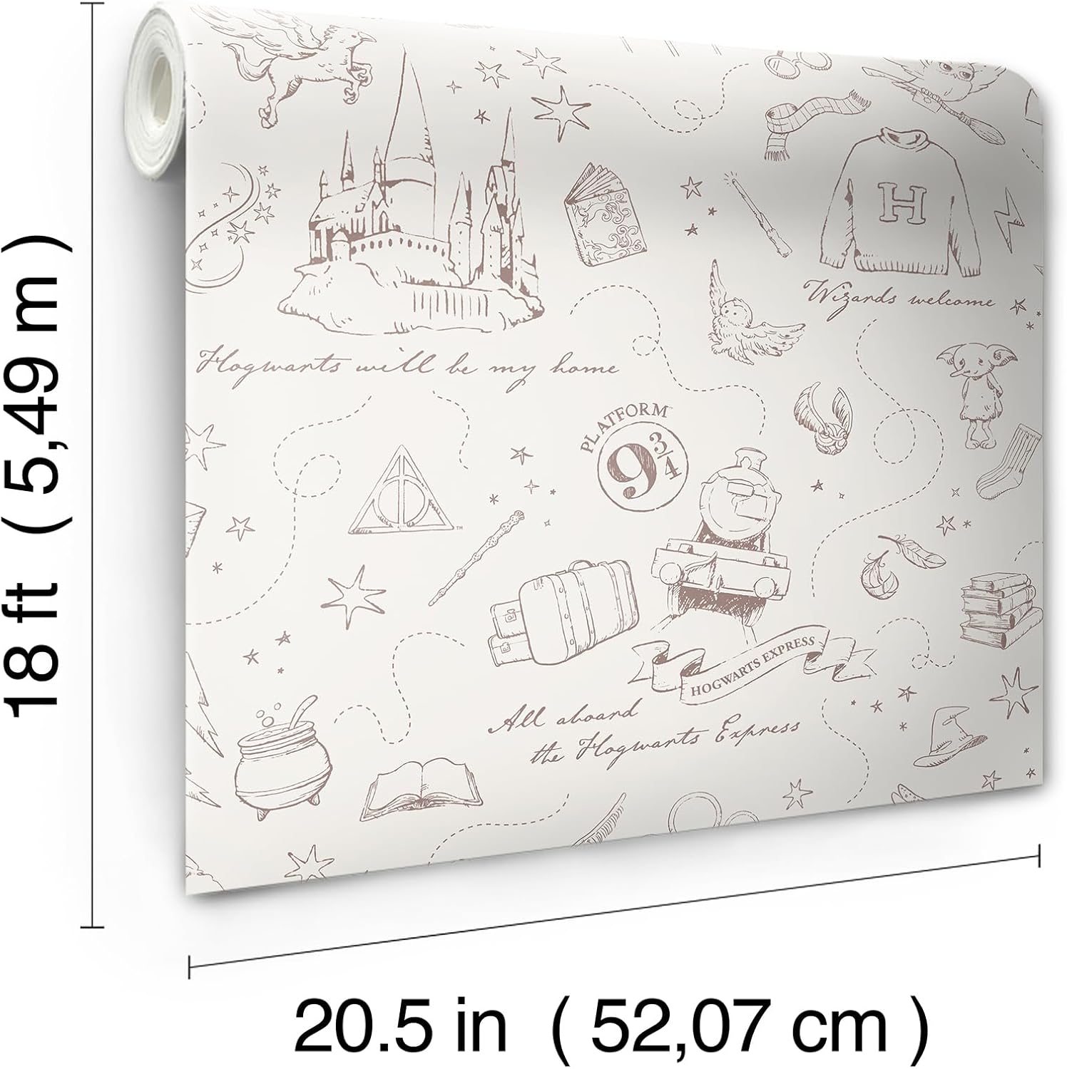 Harry Potter Magical Moments Trail Cream Peel and Stick Wallpaper, RMWS1263