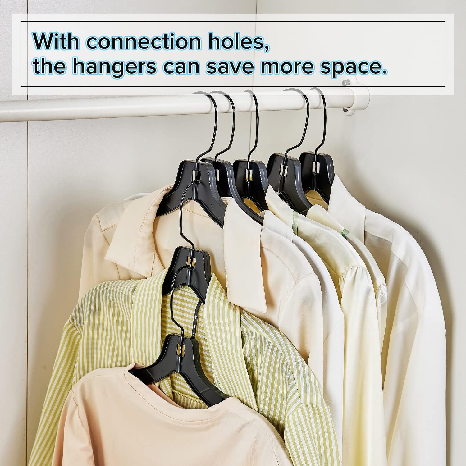 Donext Plastic Hangers with 360 Swivel Metal Hook, Heavy Duty Clothes Hangers, Durable Closet Hangers for Shirt, Coat and Dress (20 Pack, Black) - Image 5