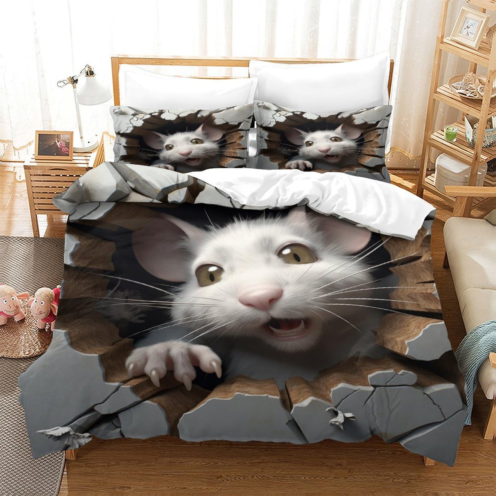 Ensemble de literie souris 3D en microfibre super douce pour un sommeil confortable