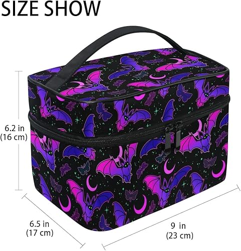 Miniatura 7 de Bolsa de maquillaje, bolsa organizadora de maquillaje de viaje con calavera y flores, neceser para niñas, mujeres y mujeres, Dibujos animados 164