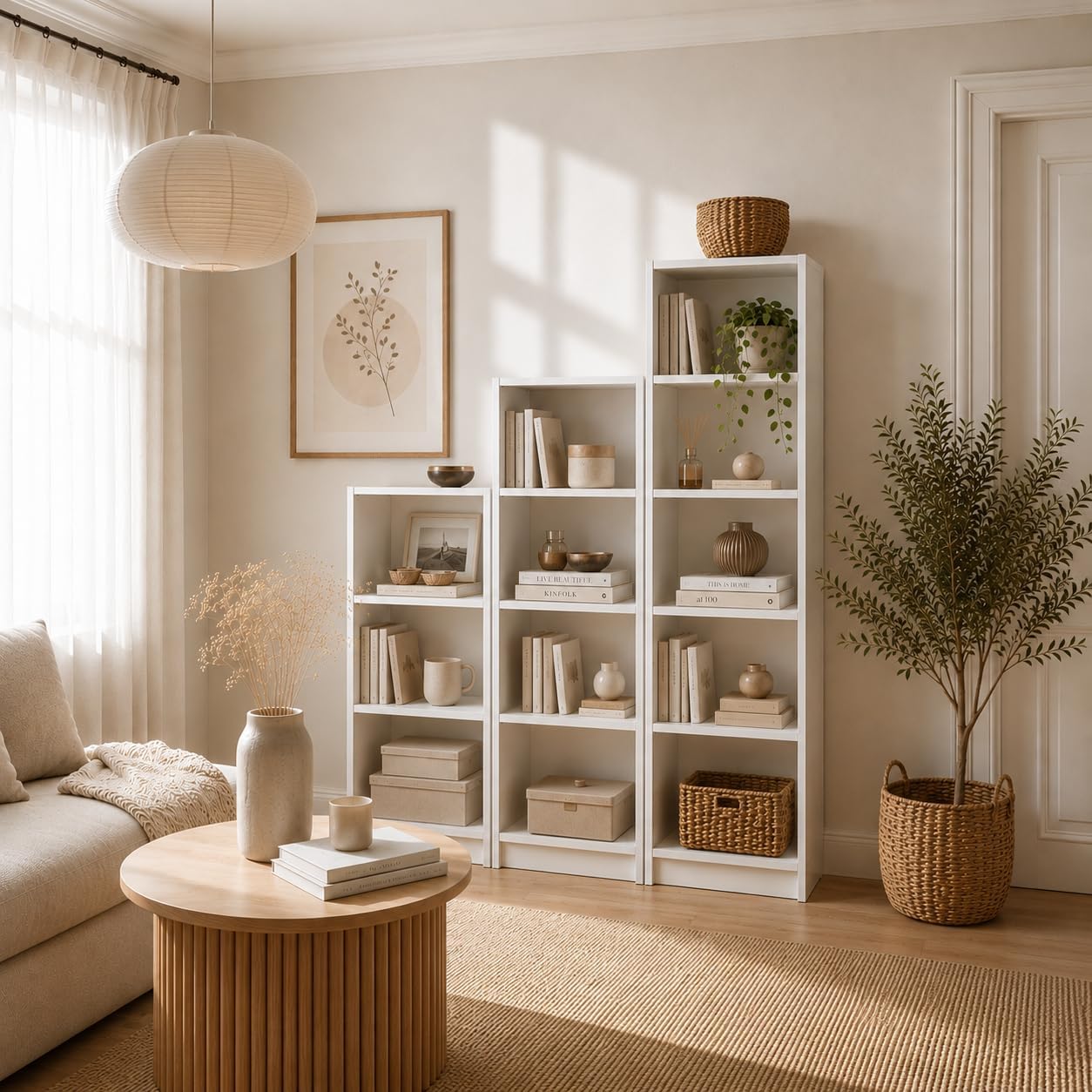 Libreria Verticale a Colonna da Terra 50x31x183 cm, Libreria Salvaspazio a 5 Ripiani, Design Aperto per Ottimizzare lo Spazio, Ideale per Soggiorno, Ufficio e Camera da Letto