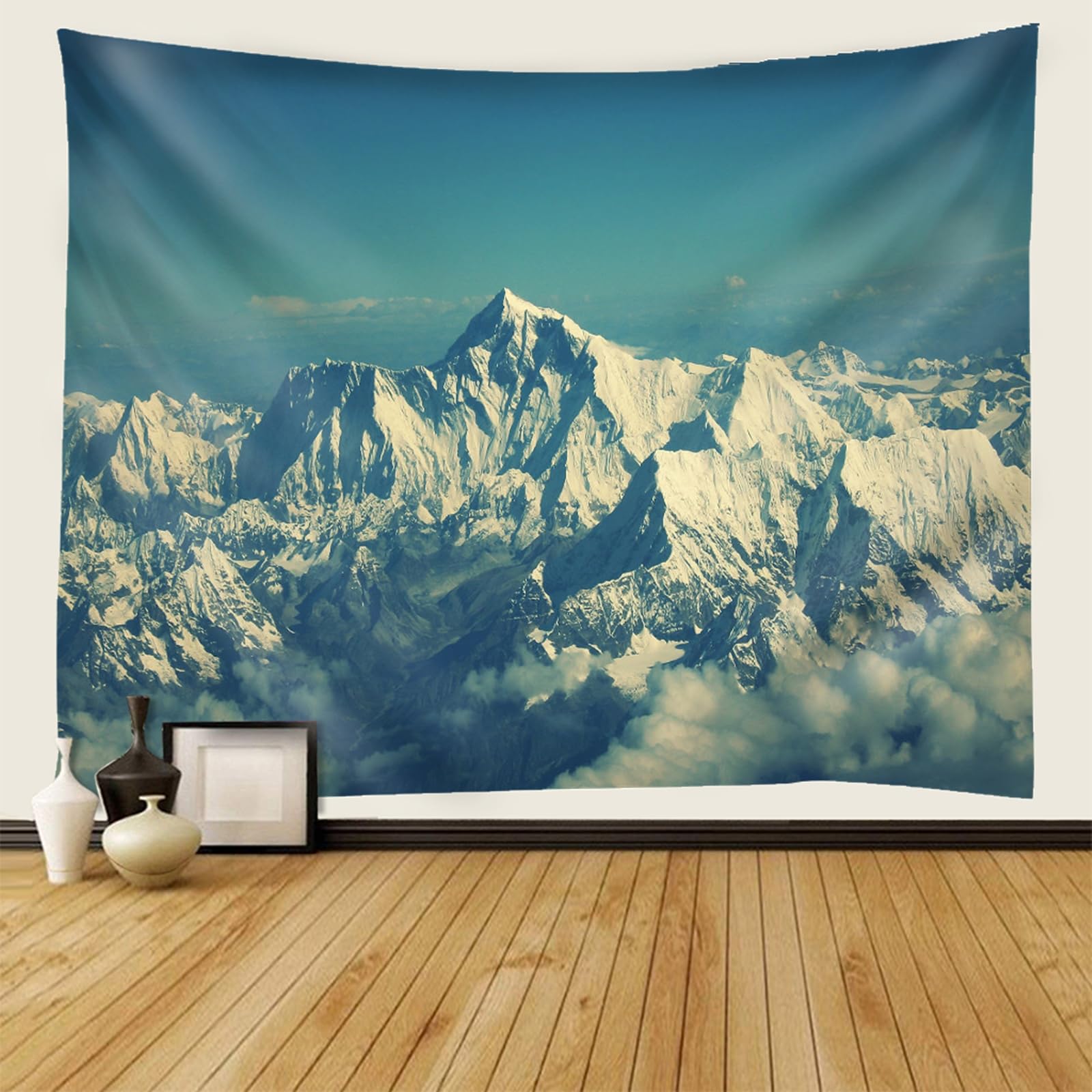 RDSGYZ Dywan ścienny duży 350 x 256 cm, makata na ścianę, krajobraz, góry śnieżne, zasłona ścienna, dekoracja ścienna do pokoju dziecięcego, sypialni, salonu