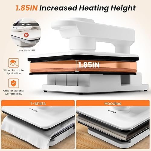 Miniatura 7 de AKEYDIY Prensa de calor de 15 x 15, máquina de prensa de calor automática doble para camisetas, prensa de calor oscilante de 360 con liberación de