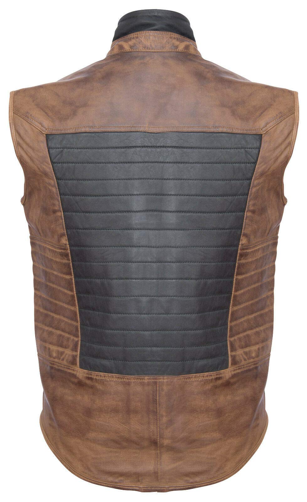 Infinity Leather Chaleco Sin Mangas de Cuero Marrón Acolchado Negro Para Hombre Chaleco Sin Mangas Chaleco