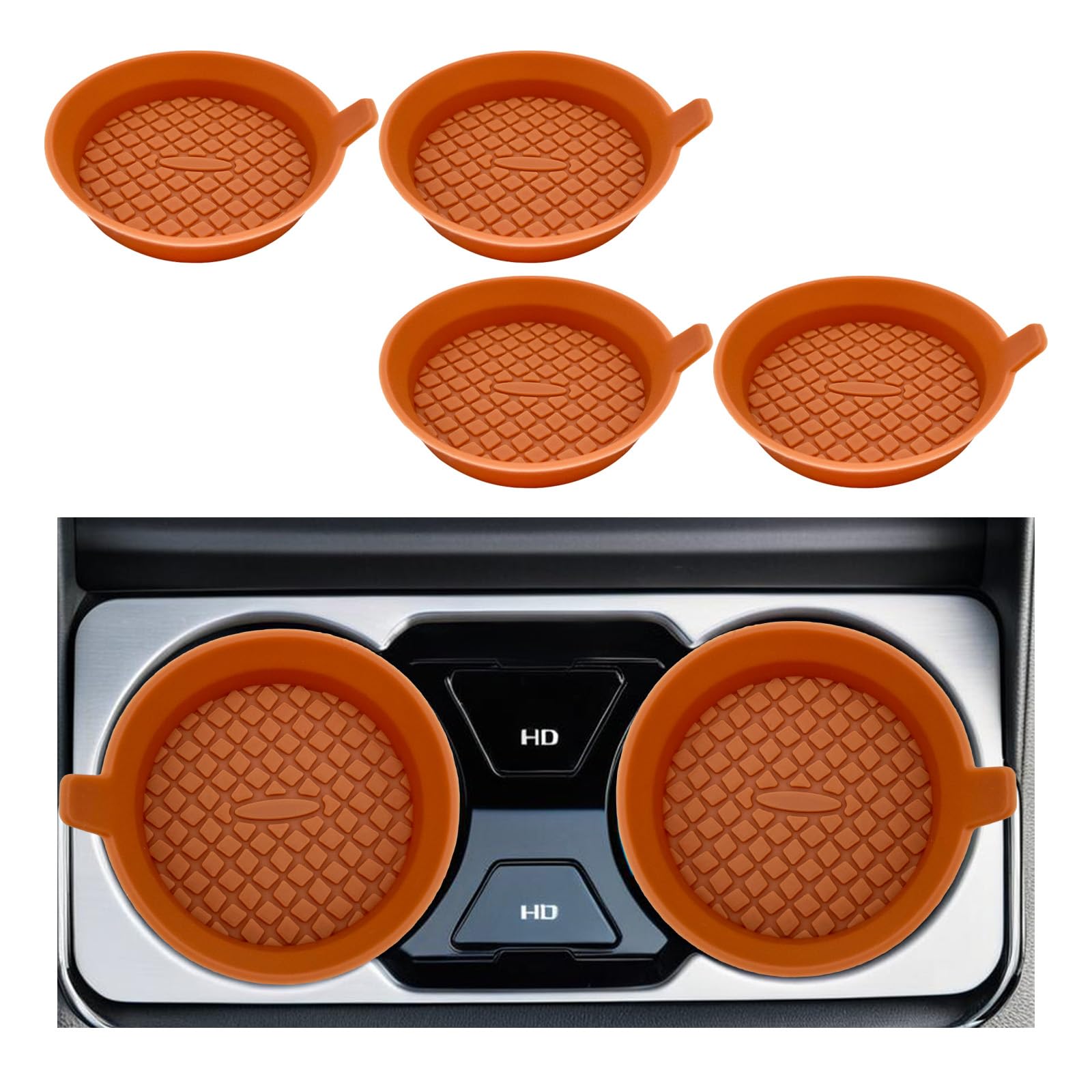 Suvnie Coffee 4Pcs 4Pcs Car Cup Coasters, 2.75 Inch Silicone Non-Slip Cup Holder Insert Coasters, Universal Vehicle Recessed Drink Cup Mat For Most Trucks Suvs, Interior Decor Car Accessories (Coffee)