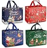 4PCS Christmas Gift Bags,Christmas Tote Bags with Handles, Christmas Treat Bags, Multifunctional Non-Woven Christmas Bags for Gifts Wrapping Shopping, Xmas Party Supplies, 32.5×25×17cm
