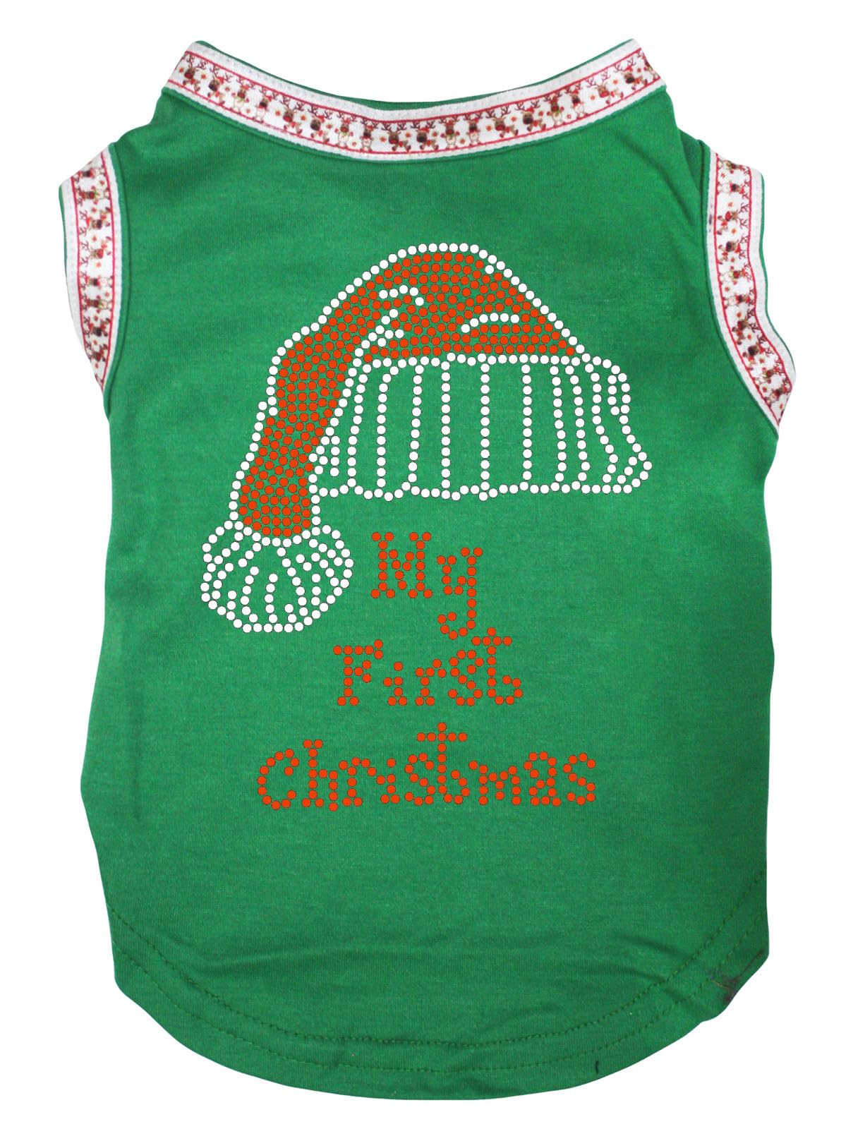 T-shirt pour chien bonnet Père Noël strass vert, le cadeau idéal pour grand chien