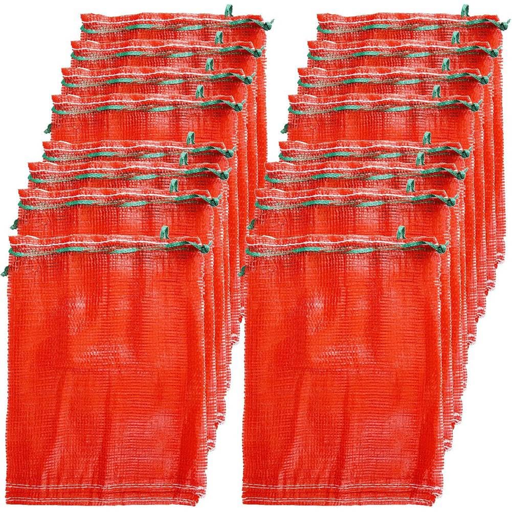 Hndhbfgrt For Onions Potato Garlic Citrus,Washable Breathable Net Bags-50 Pcs 35x50cm Red Mesh Onion Bags with Drawstring, Reusable