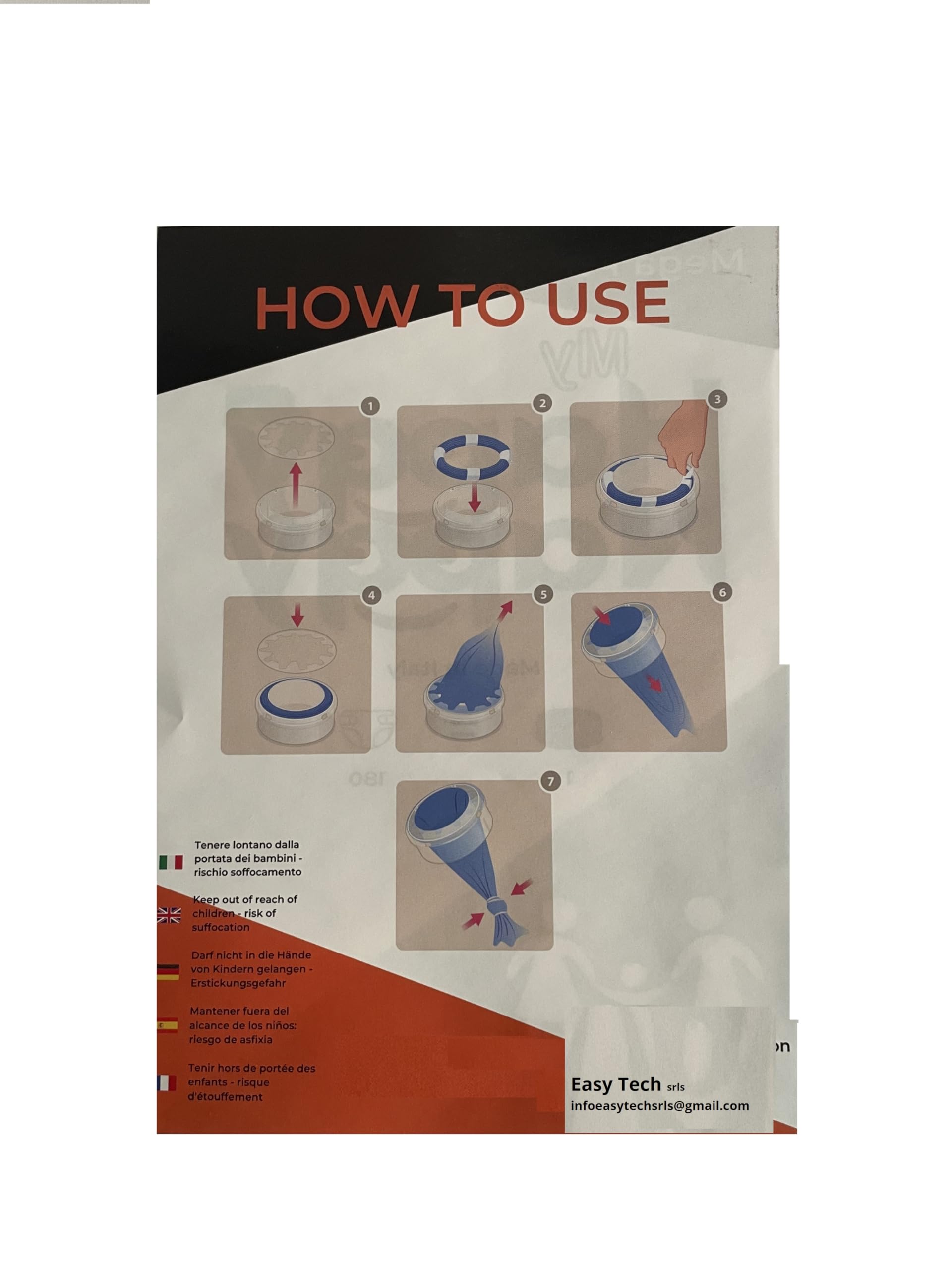 Easy Nappy 4 worki do karmienia do jedzenia kompatybilne pieluchy AngelCare, Foppapedretti, świnka, z 4 ładowarkami Cristal - wyprodukowano we Włoszech (4)
