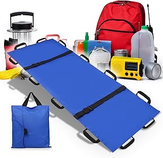 Portable Transport Stretcher with 12 Handles,Dog Stretcher & Gurney with Carrying Bag Patient Animal Mover Travel Size Emergency Casualty Evacuation-Capacity 400lbs (Blue)