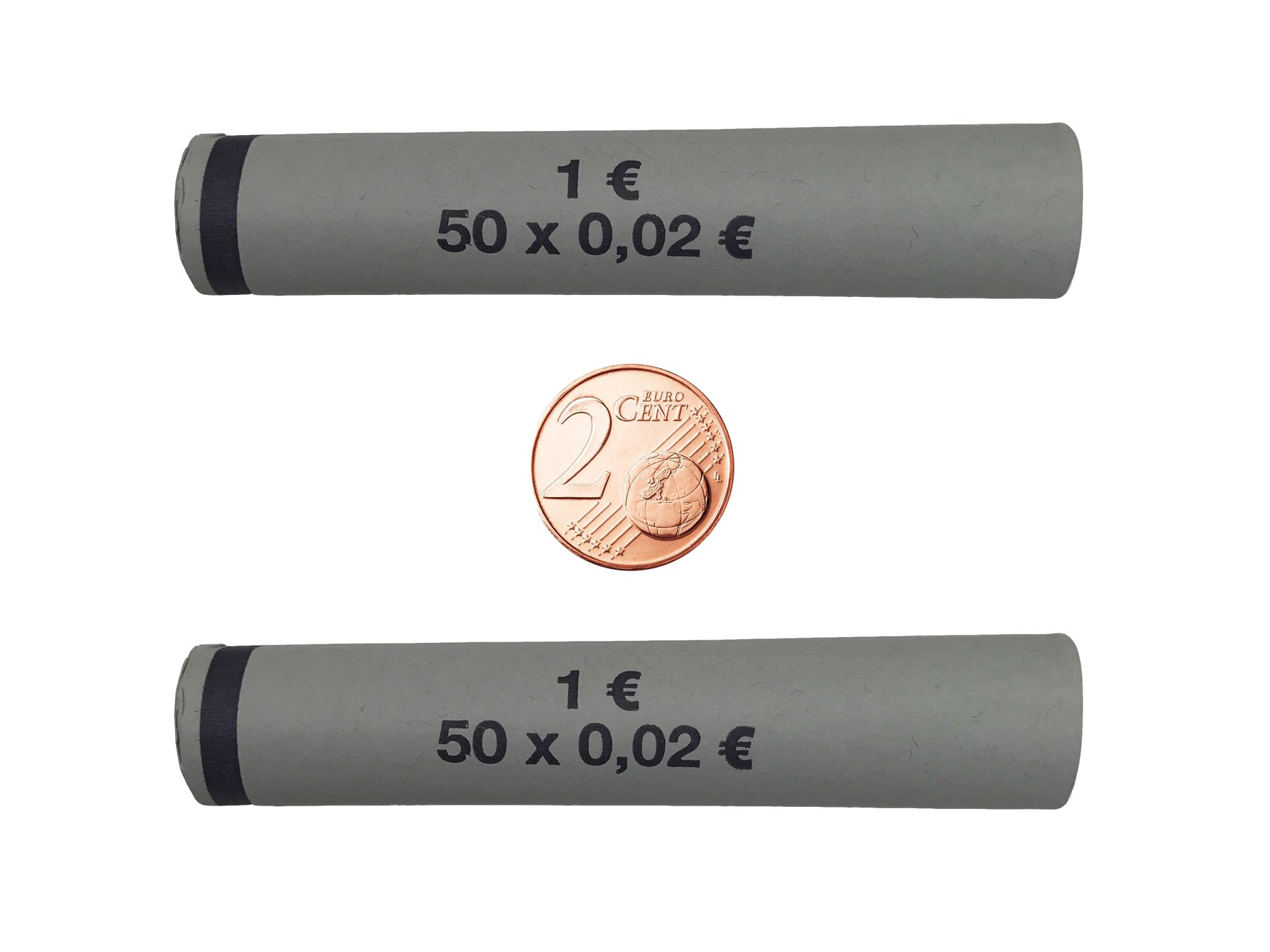 3713 Münzhülsen vorgefertigt und gerollt - 2 Cent (2600 Stück)