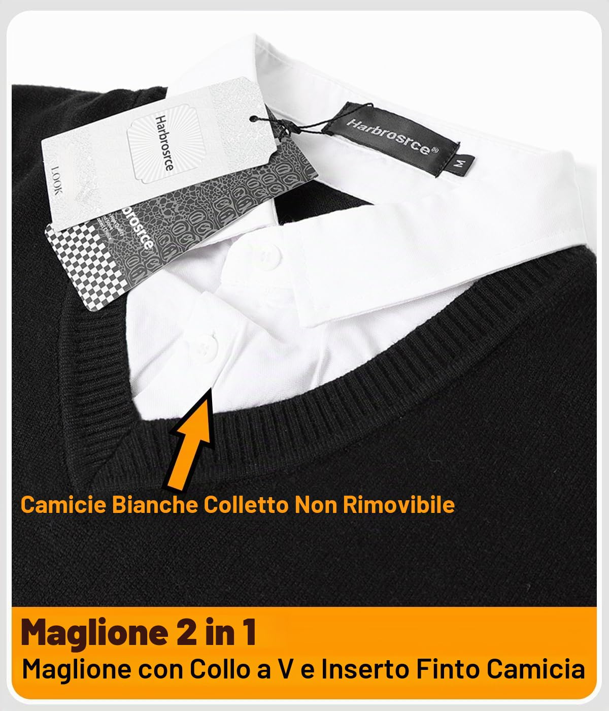 Maglione Uomo Collo a V Felpa a Maglia a Maniche Lunghe in Maglioncino con Collo Camicia Basic Lavorato Pullover Sweatshirt