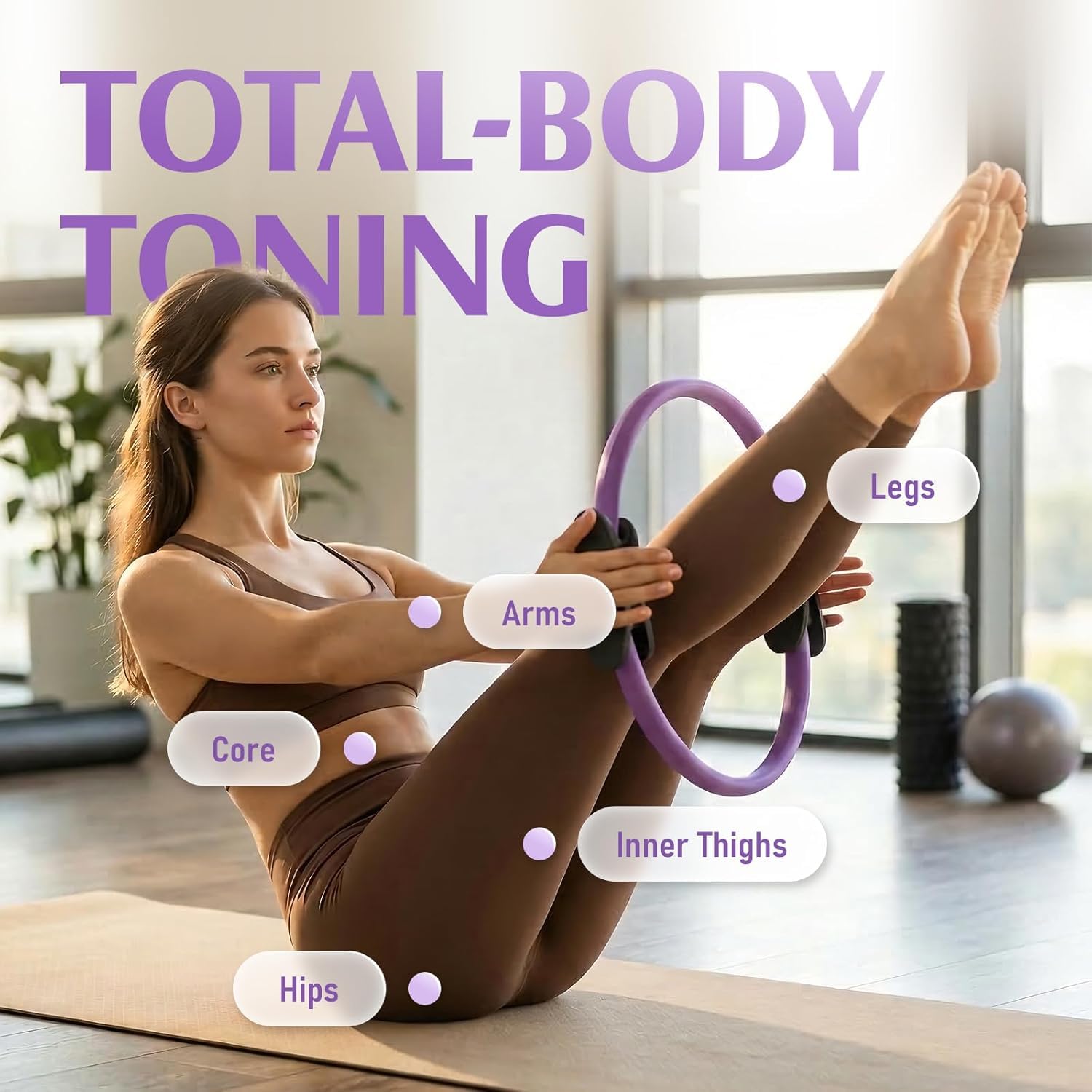 Pierścień do pilatesu dla kobiet, 36,8 cm, domowy magiczny trening, pilates Essentials zestaw startowy dla początkujących, kształt tonizujący, całe ciało