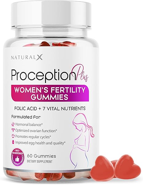 Proception Plus Fertility Gummies – Regulate Your Cycle, Balance Hormones, Aid Ovulation – Folate, B Vitamins, Inositol – Conception Fertility Support Supplement for Women – Natural Strawberry Flavor