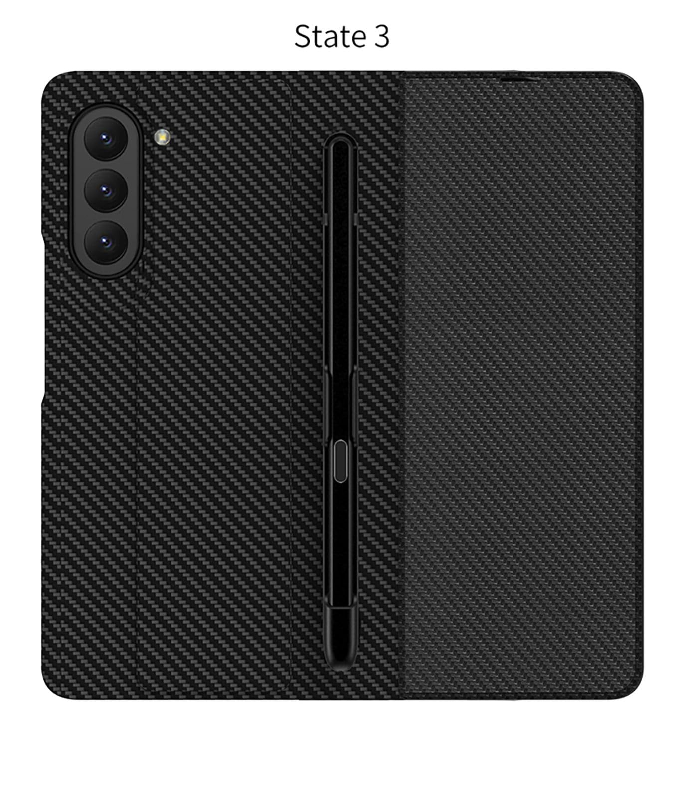 für Galaxy Fold5 Flap Ständer Klapphüllen + Glasfolie Magnetic Flip Leder Case,Pen Slot Kickstand Folio Cover für Samsung Galaxy Z Fold5(6)