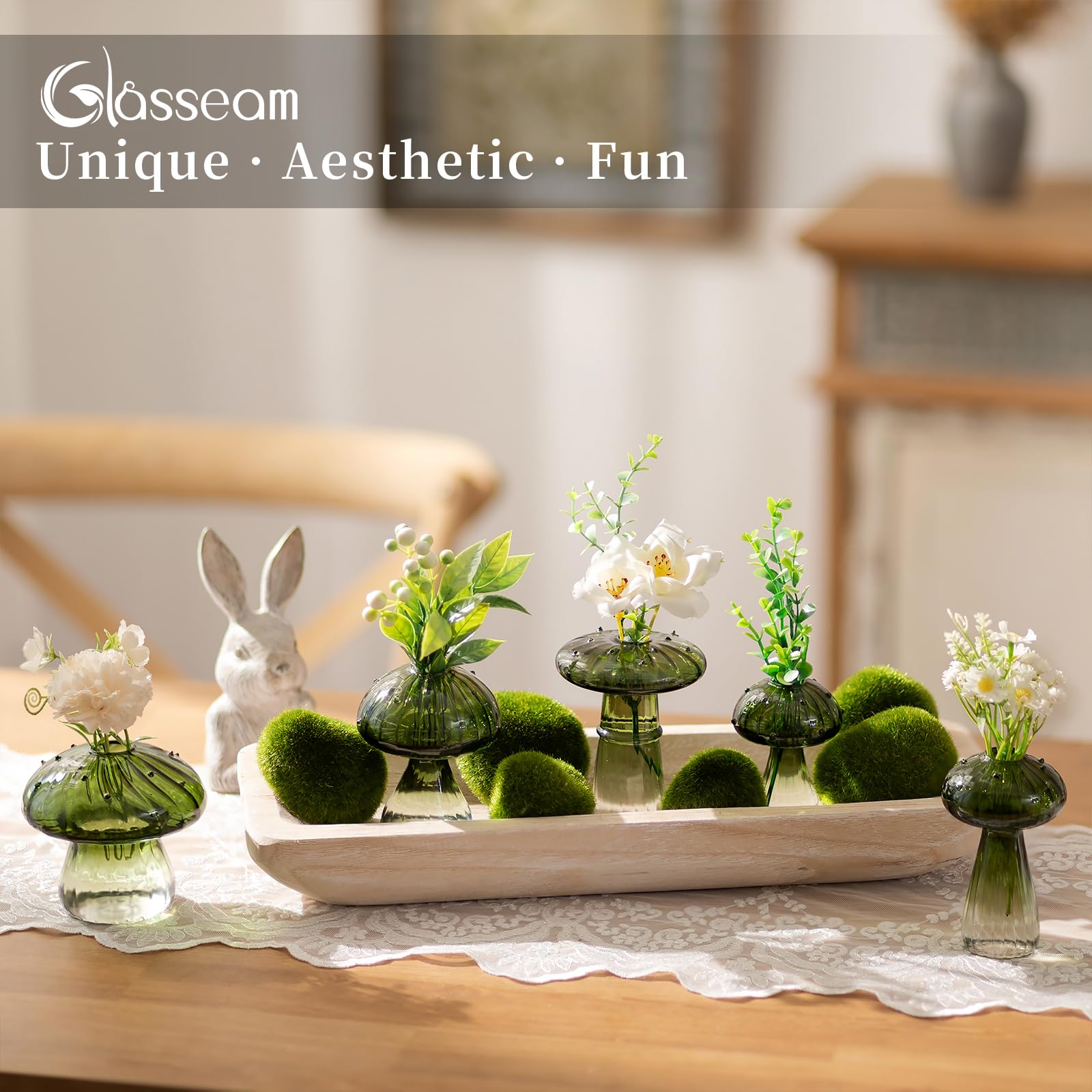 Glasseam Stations de propagation de plantes champignons : lot de 10 pots de terrarium en verre vert pour plantes d'intérieur - Mini station de propagation - Cadeaux uniques de Noël et d'anniversaire