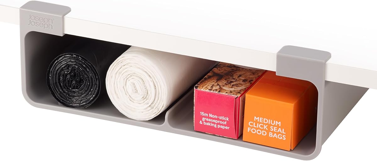 Joseph Joseph CupboardStore Under Shelf Storage Film, Foil and Bag Organizer, for Larger Rolls and Boxes, Fits Kitchen Units Over 13 in Wide, Large