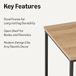 Amazon Basics - Table d'extrémité avec plateau inférieur, salon Table latérale, cadre en acier, chêne en bois