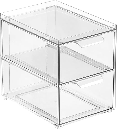 Miniatura 8 de mDesign Contenedores de Almacenamiento Apilables con 2 Cajones Extraíbles - Organizadores de Cajones de Plástico Apilables para Baño Principal o de