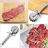 Vista 2 de DOITOOL Ablandador de carne de acero inoxidable, herramienta de ablandamiento de carne, rodillo suavizador de martillo para carne, pollo, cerdo