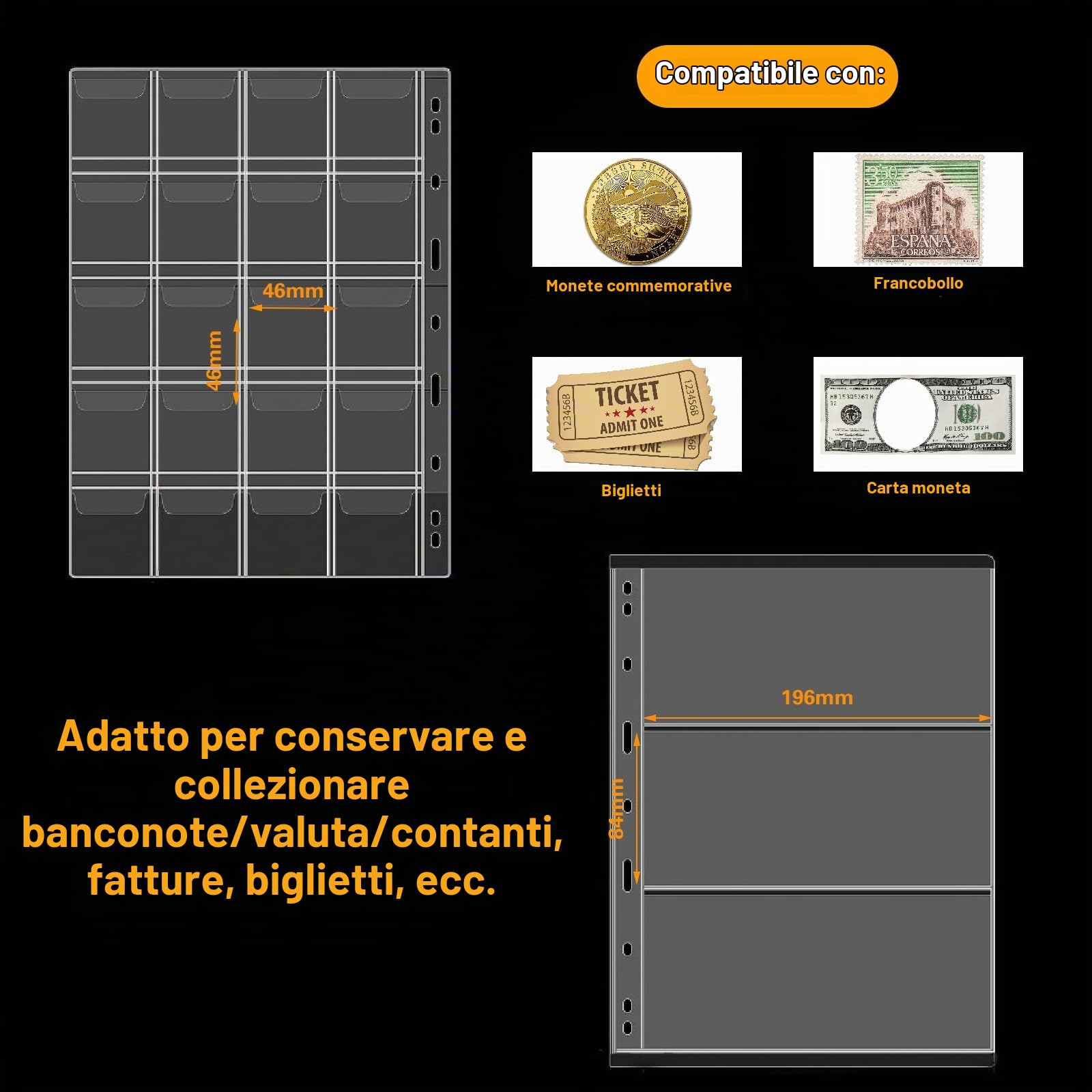 Mumisuto Album da Collezione Con 240 Tasche per Monete e 30 per Banconote, Raccoglitore Libro per Collezionisti