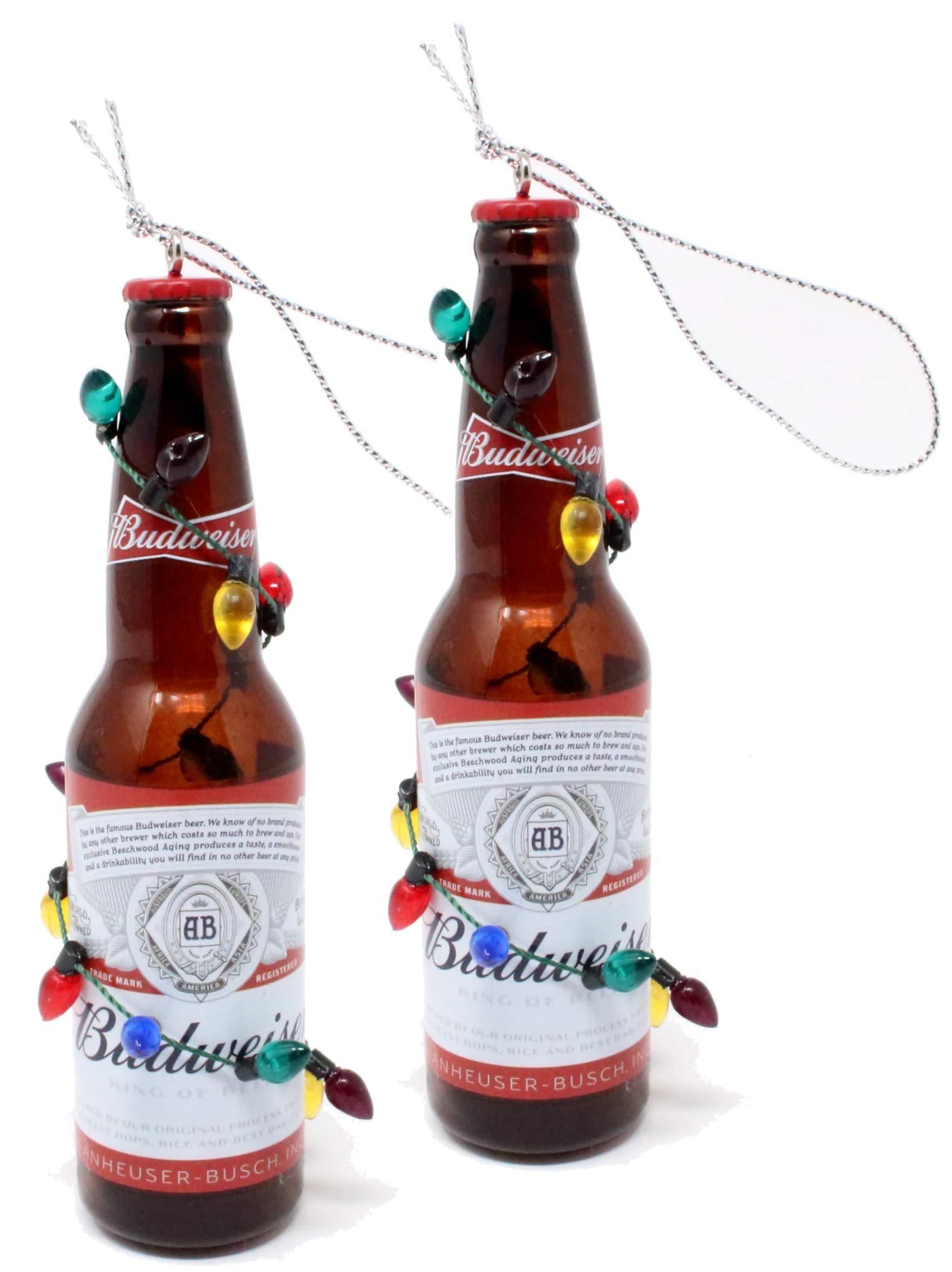 Kurt Adler Budweiser and Bud Light Beer Bottle Ornaments (Budweiser Two Pack)