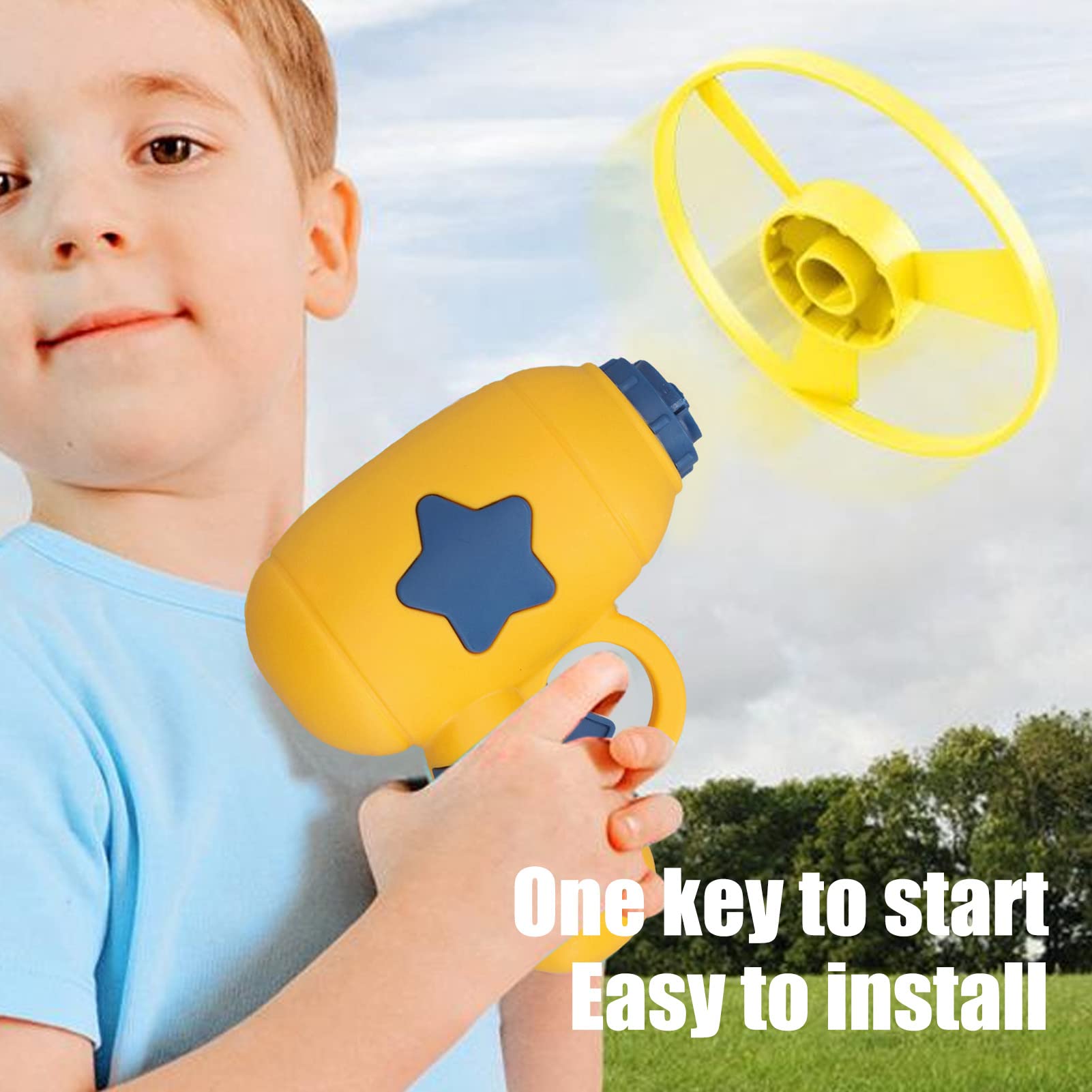 RiToEasysports Juguete Lanzador de Disco Volador, 3 en 1, Pistola de Giroscopio de Platillo Volador, Fácil Instalación, Juguete de Giroscopio de Disco Volador para Niños, Luz LED, Seguro