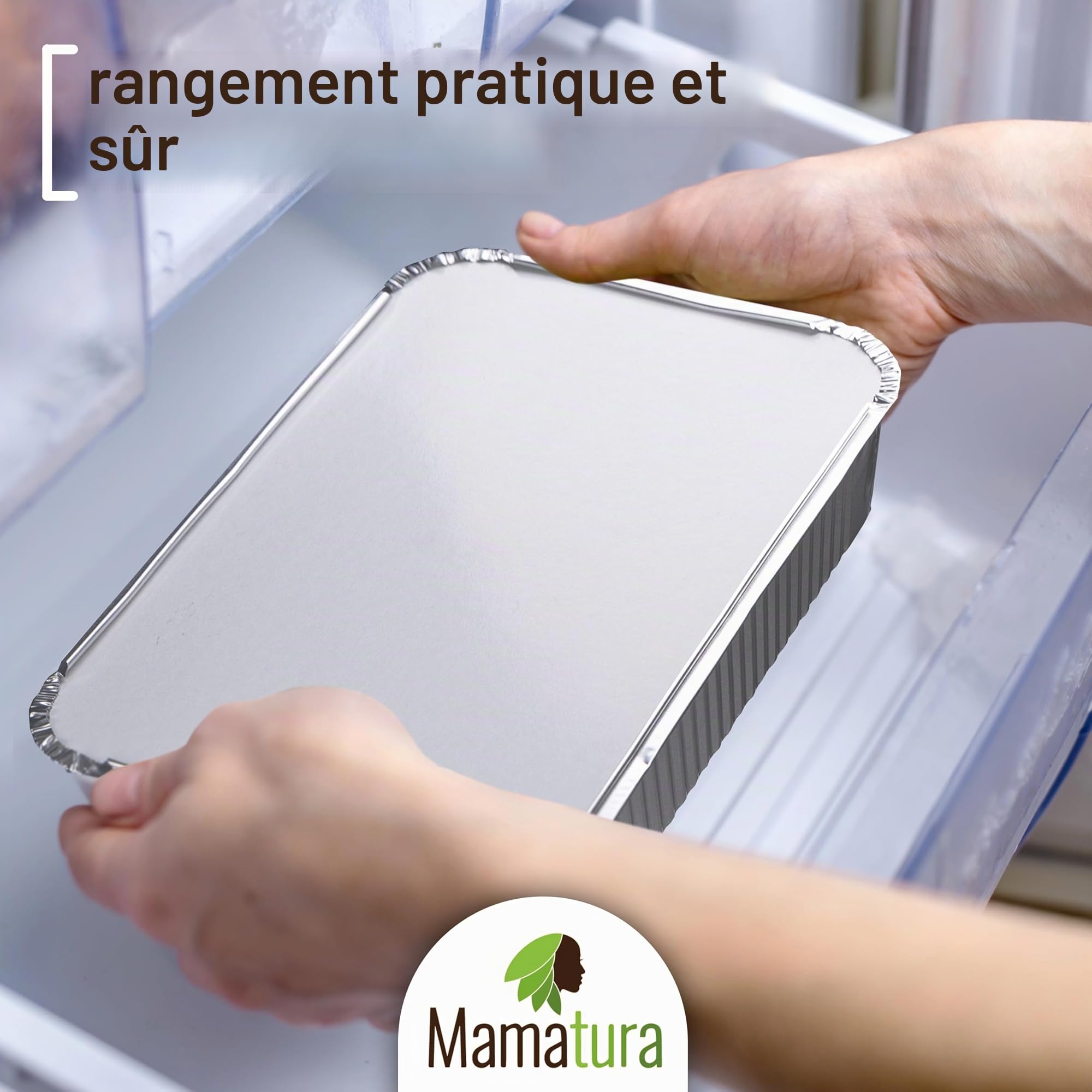 Mamatura Lot de 25 coupelles XL en aluminium avec couvercles 32 x 22 cm 2100 ml