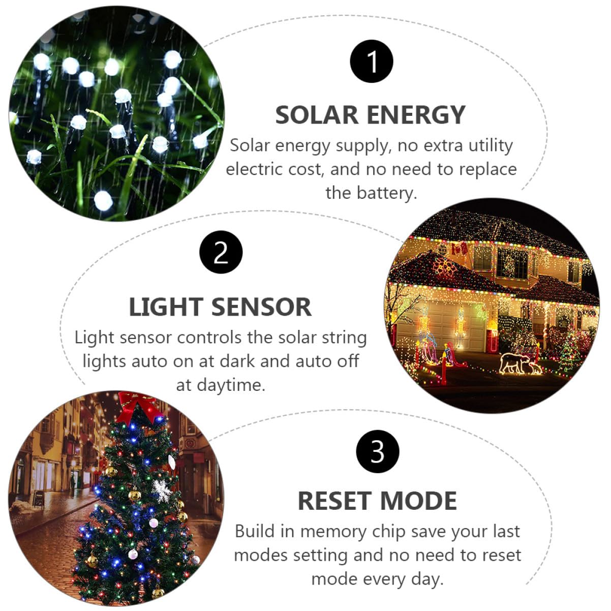 Solar LED Lichterkette 100 Led, 2 Stück, Weiß für Garten