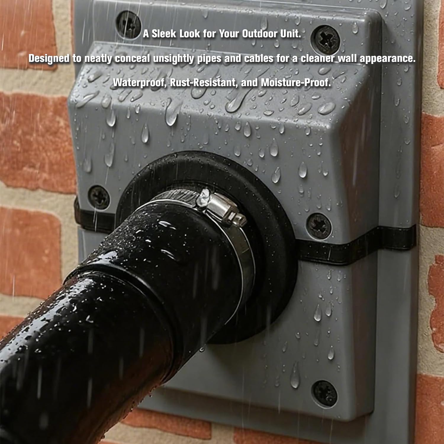 Zestaw osłon ściennych i liniowych HVAC, tuleja ścienna do zestawu przewodów AC i dzielonej osłony, osłona penetracyjna HVAC do systemów klimatyzatorów zewnętrznych i wewnętrznych (szary-b)
