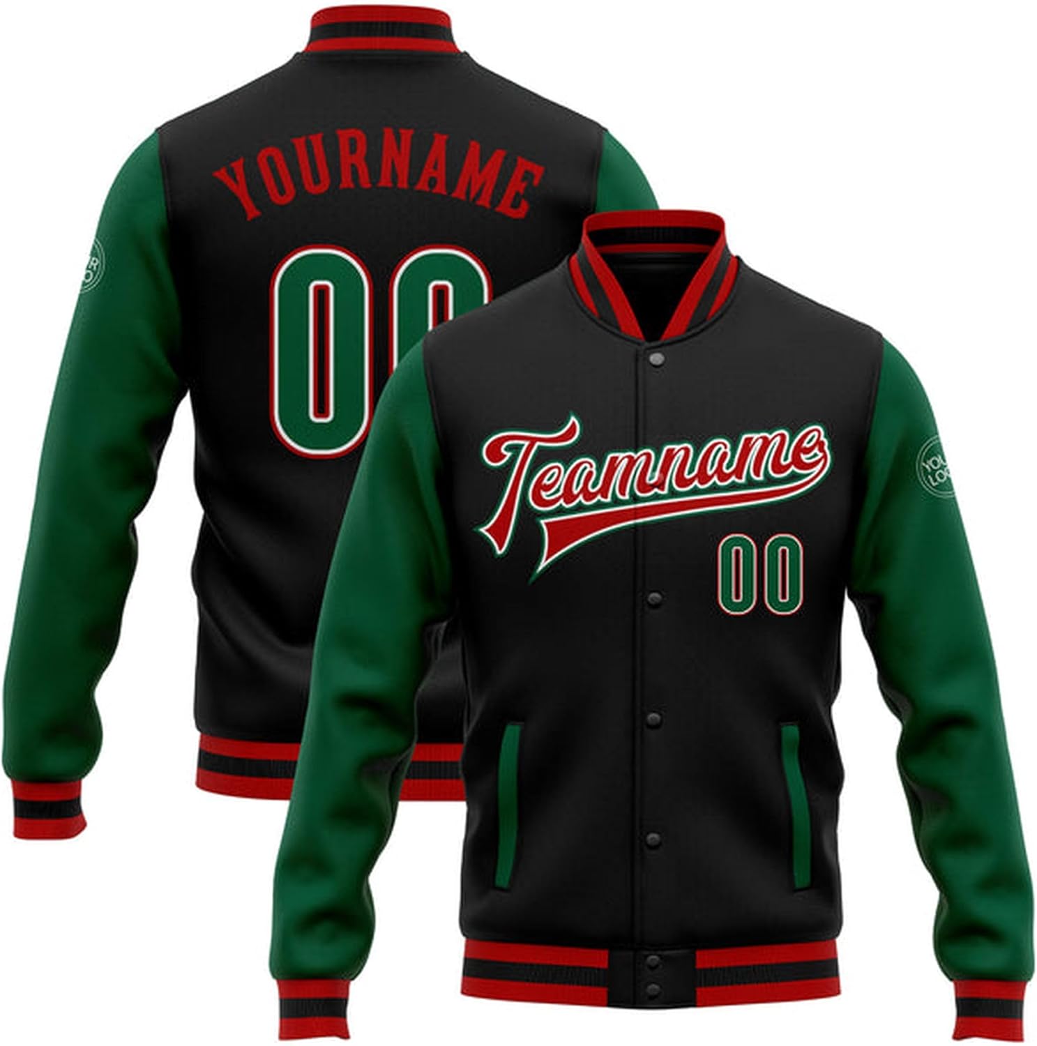 Personalized Green Orange-Blue Varsity Letterman Jacket, Custom Varsity Jacket Men, Baseball Shirt