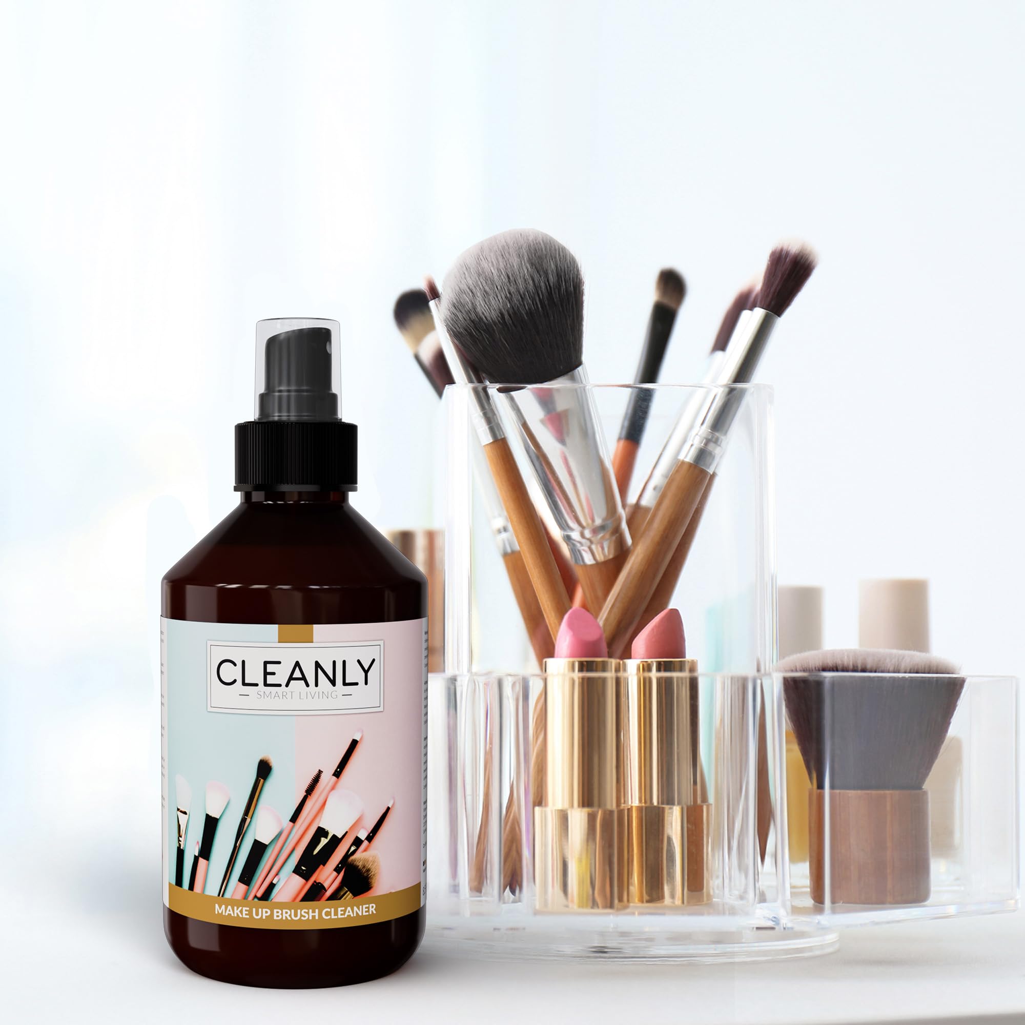Spray Nettoyant Pinceaux Maquillage, Éponge de Beauté, Houppette à Poudre - Formule Douce, Sans Cruauté, Sans Parfum Ajouté, Vegan - Makeup Brush Cleaner - Nettoyeur Pinceau Maquillage, 250ml