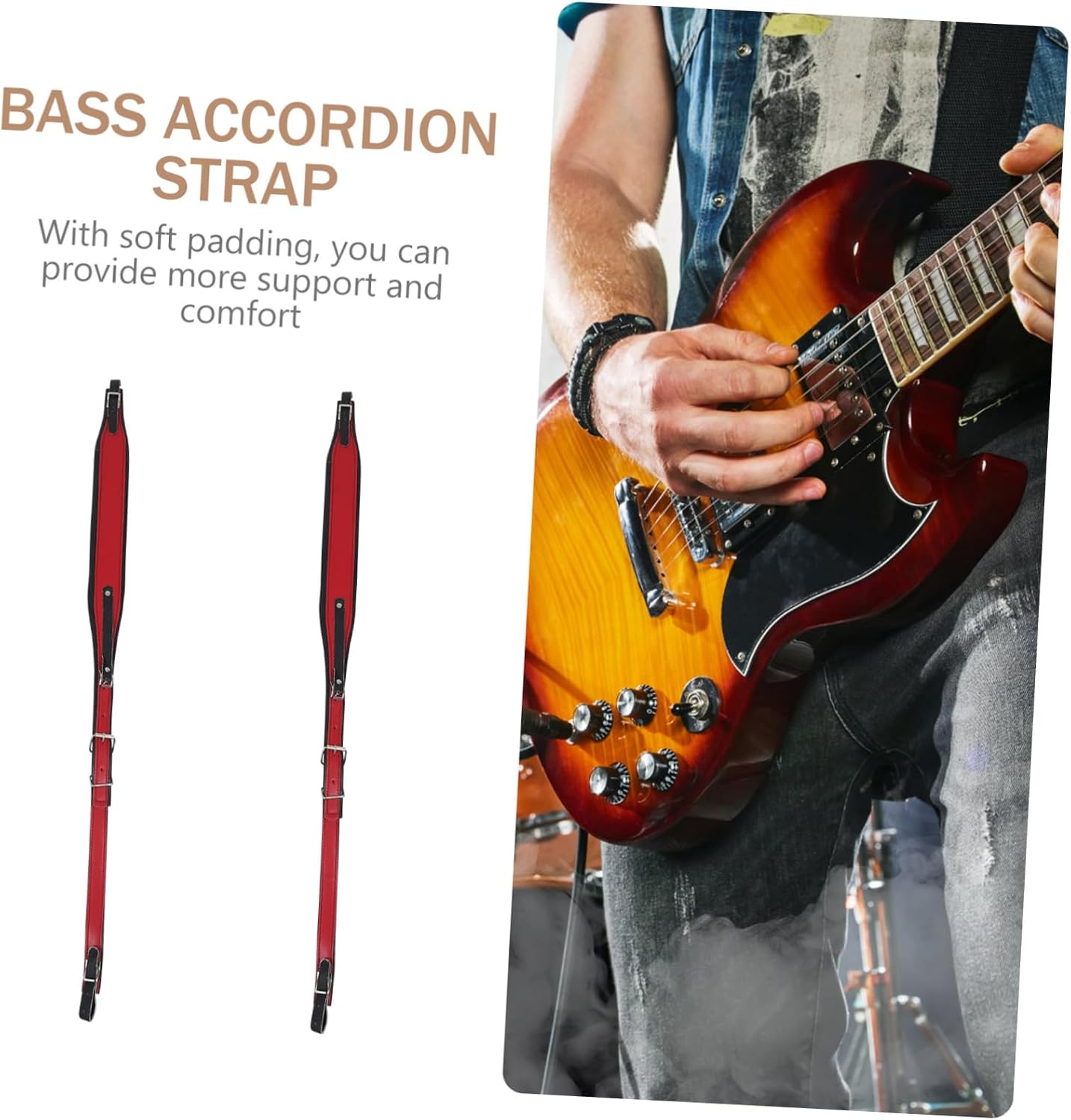 4pcs Accordion Shoulder Straps for Bass Comfortable Harness Durable and Skin-friendly Design for Long-term Use Red