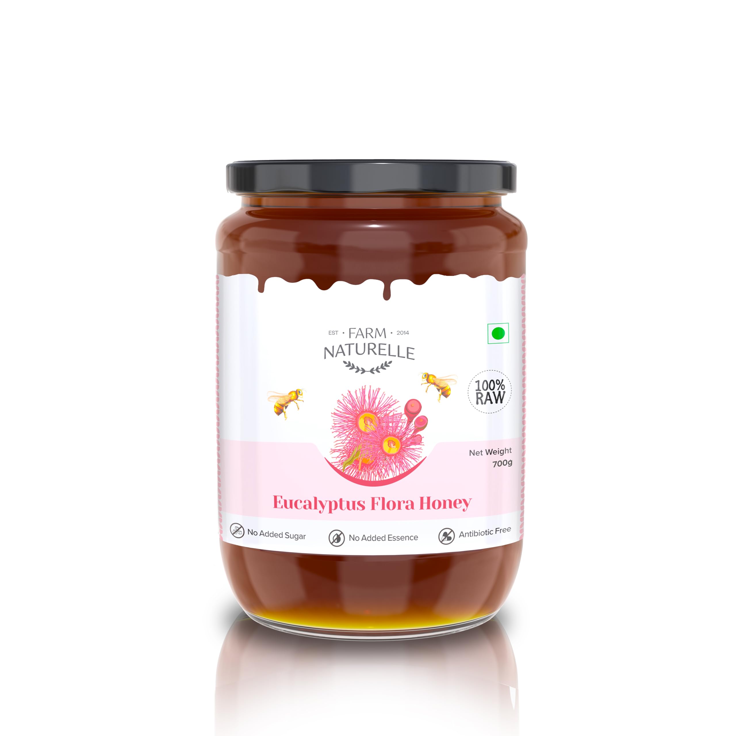 Raw Eucalyptus Honey 700g| Glass Bottle | 100% Pure Unprocessed & Natural Honey | Ayurvedic & Rich in Vitamins and Minerals | Helps Boost Immunity