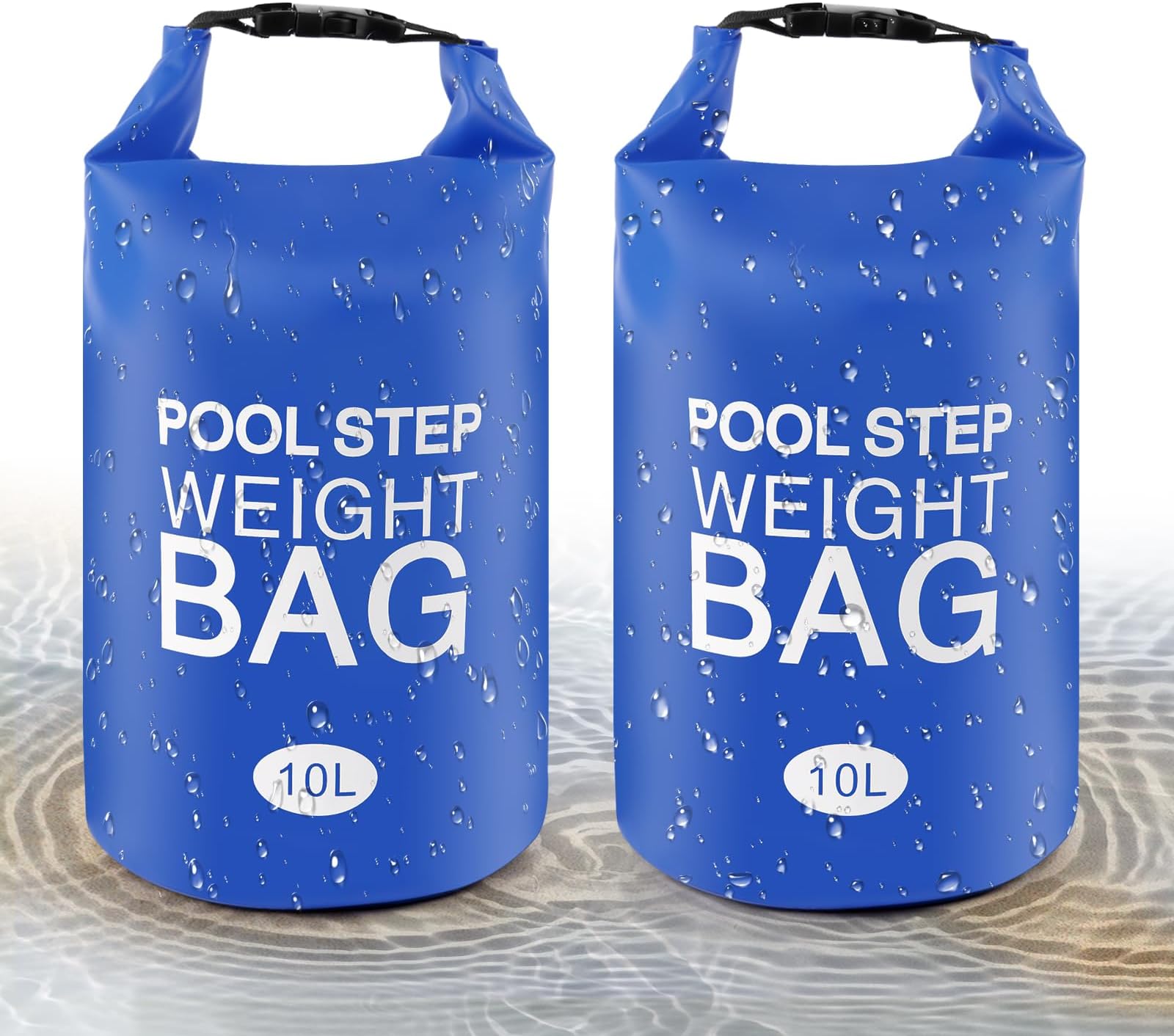 2 Pack Universal Pool Step Weights 250D PVC Waterproof Swimming Pool Ladder Weights 10l No Breaken Above Ground Pool Ladder Sand Bags, Foldable Pool Stair Weights for Pool Steps, Easy Fill Sand(Blue)