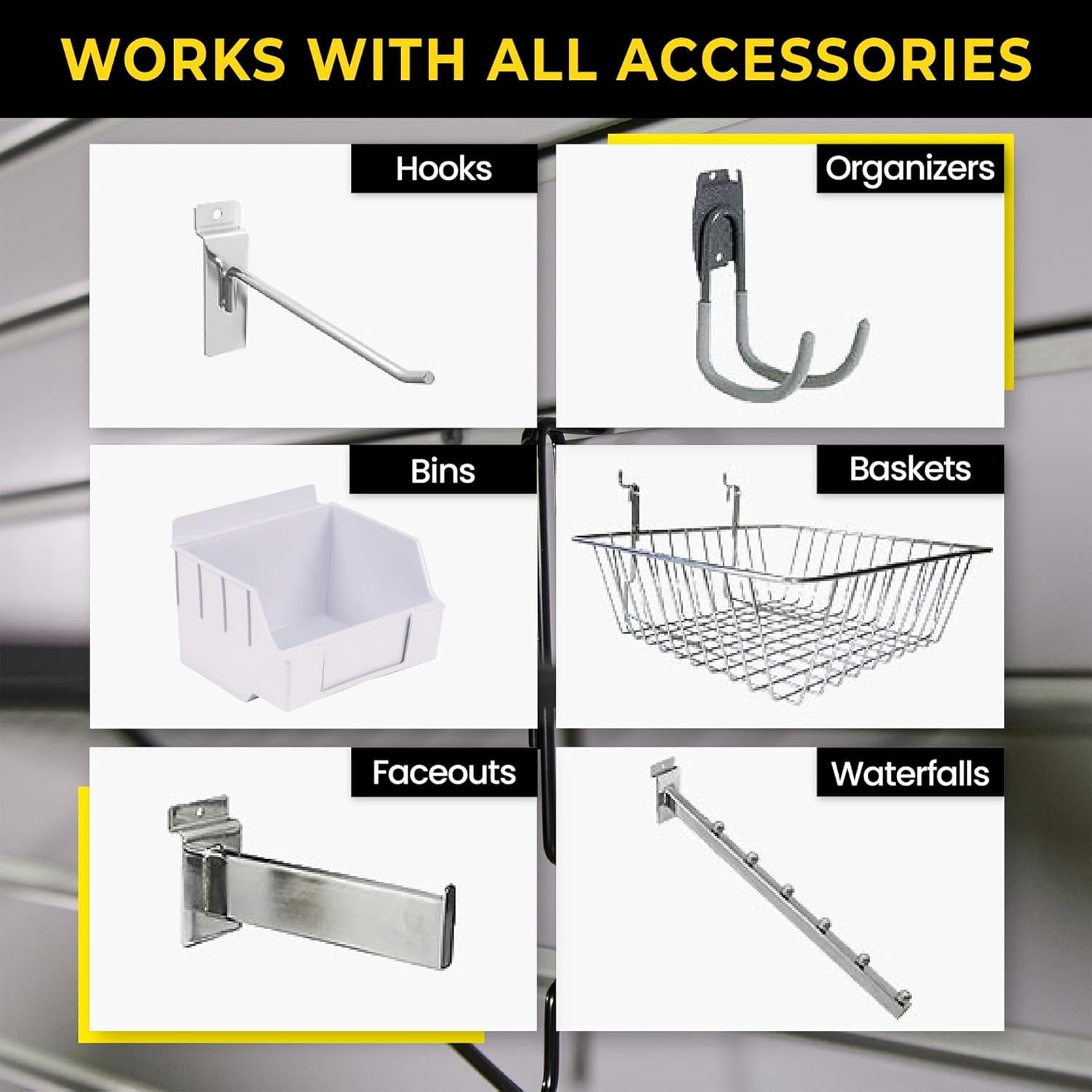 Slatwall Panel Garage Wall Organizer: Heavy Duty Wall Mounted PVC Wall Rack, Interlocking Slat Wall Paneling for Garage Wall Storage, Slatwall Board, Slatwall Shelves System -White (3’H x 4’W)