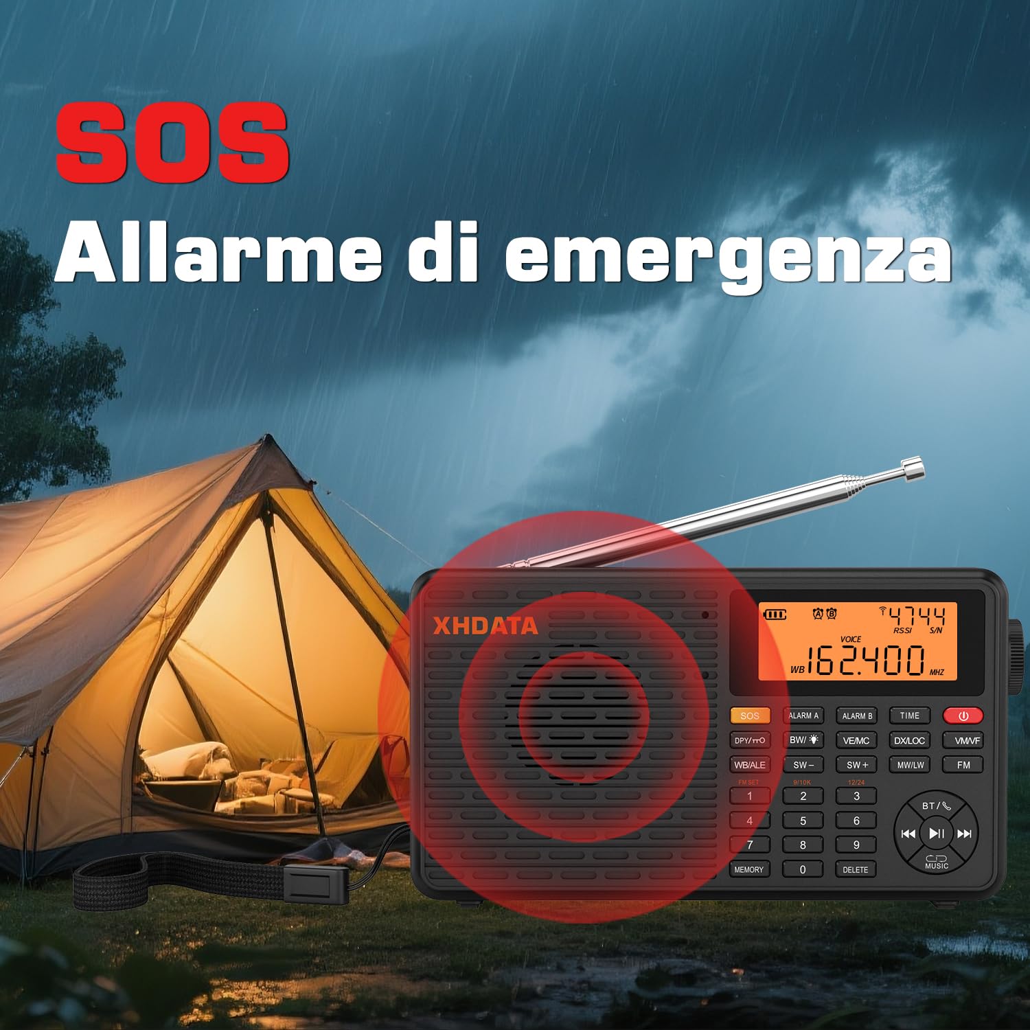 XHDATA D109WB Radio Portatile Tascabile Ricaricabile, FM/AM/LW, Orologio E Doppio Sveglia, Presa Per Cuffie, Lettore Mp3 Stereo Tf/bluetooth, Jogging, Passeggiate, Cucina, Famiglia Anziani Applicabile