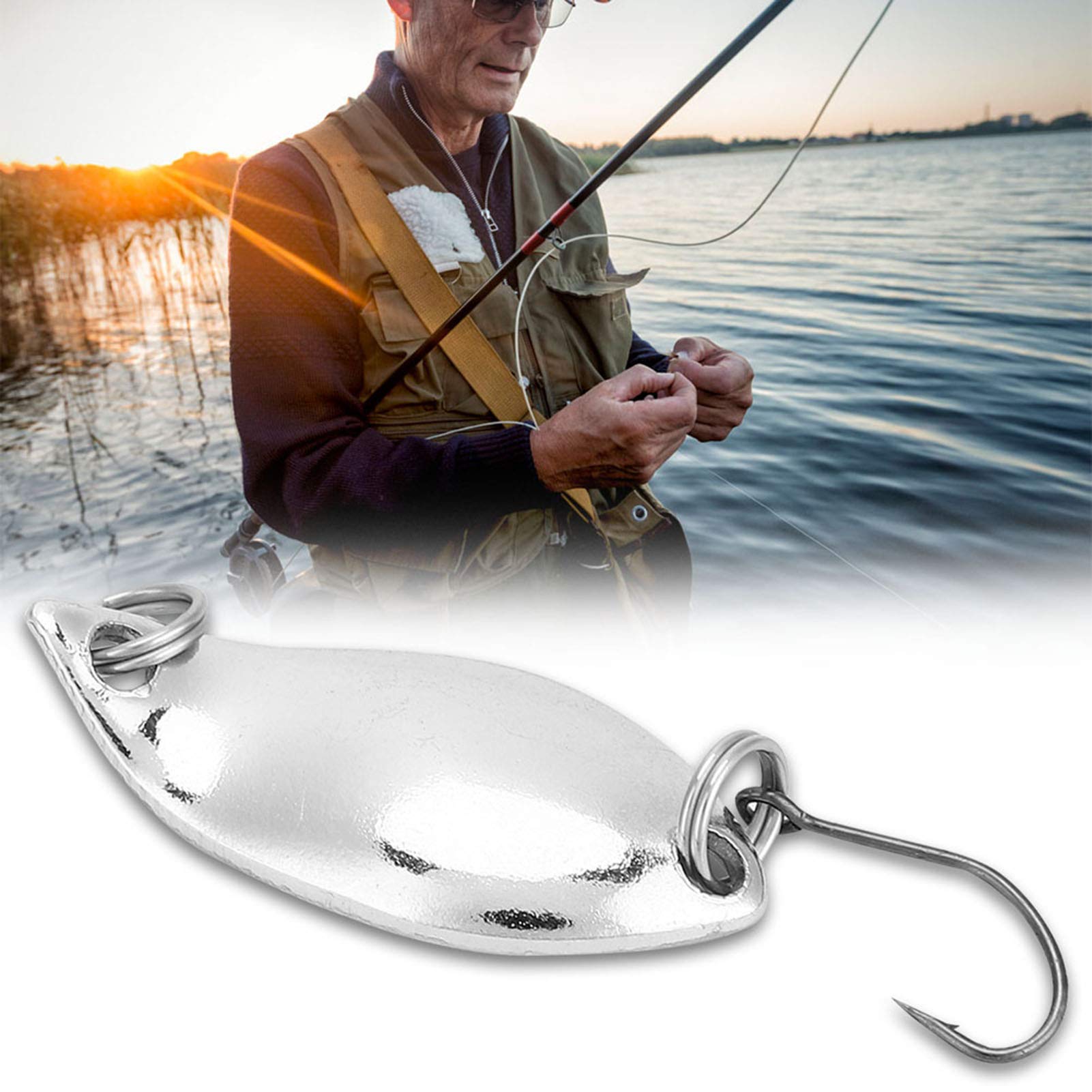 OUKENS Fishing Lures, 10pcs Metal Wobbler Baits, Spoon-Style Artificial Hard Metal Spinner Baits, Hook Lure Fishing Accessories, Silver, 2.5g