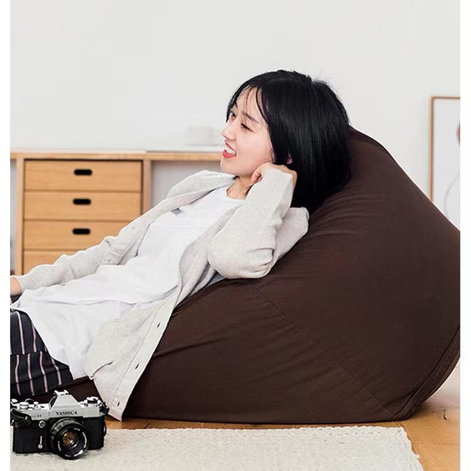 Sofa Cover, Lazy Sofa Cover, Bean Bag Tatami Cover, Disassembled，Washable, Coffee