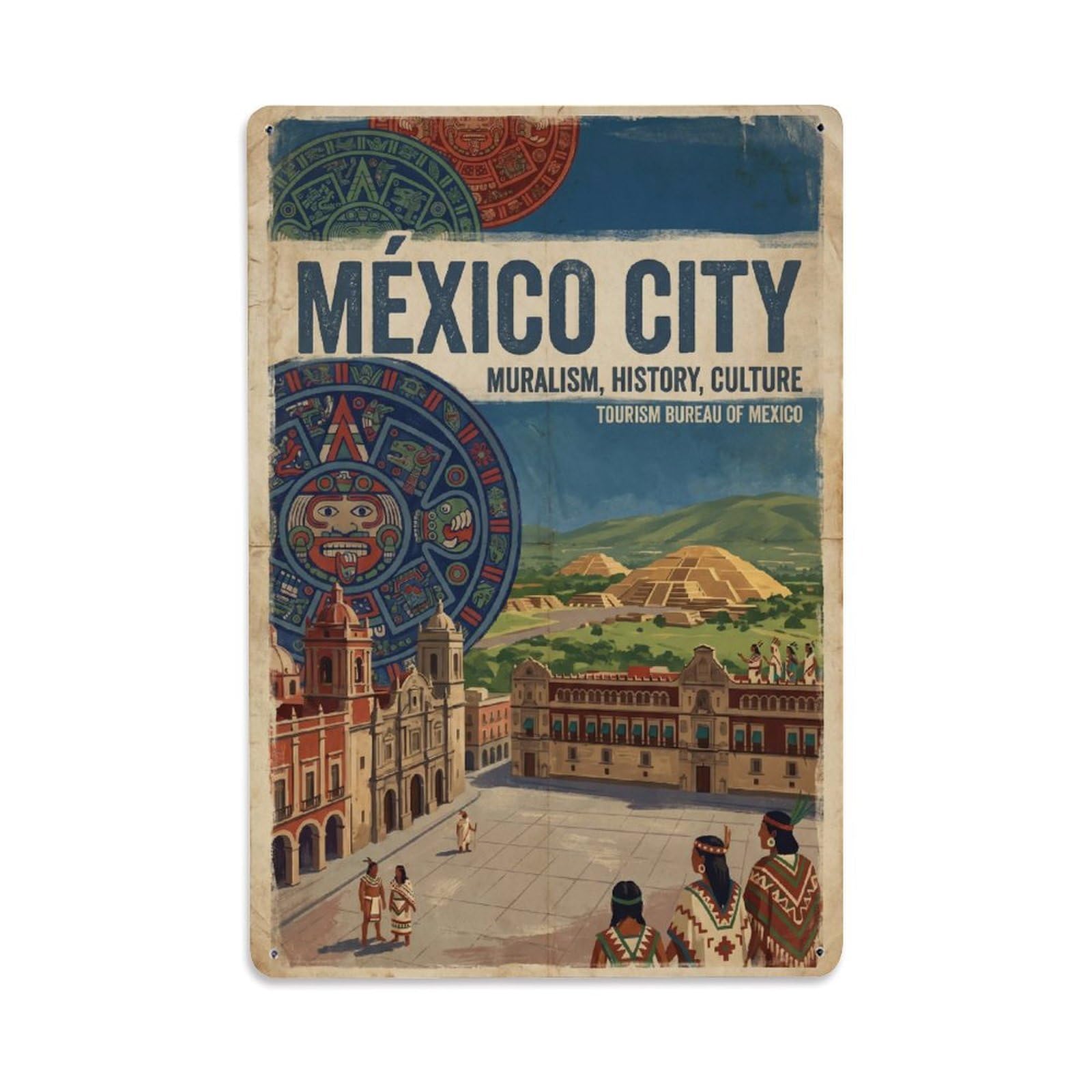 Gead 8X12inch Style Vintage Travel Mexico Mexico City Metal Tin Sign