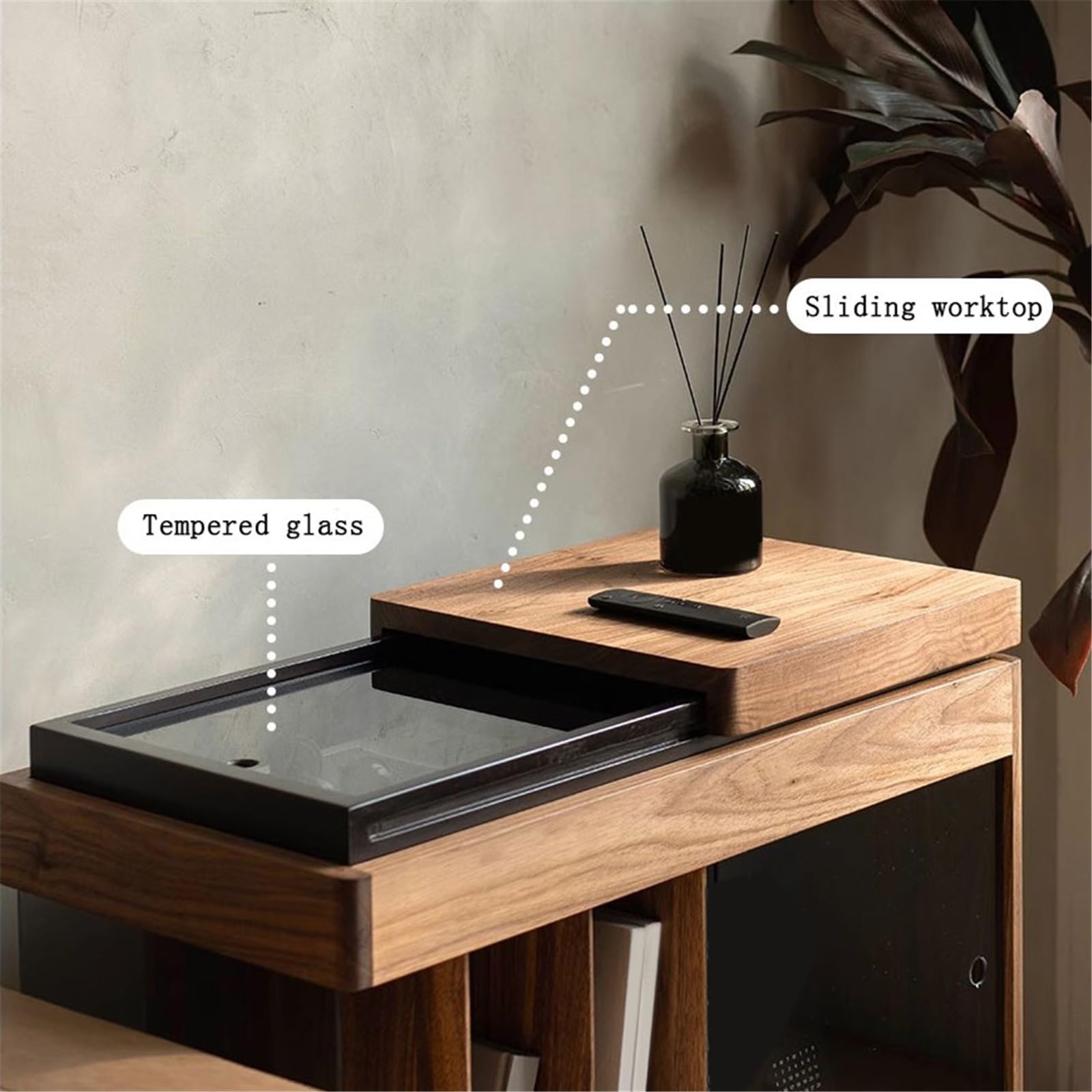 Ufficio Armadietto laterale con portadischi in vinile in legno dal minimalismo retrò Scaffale porta dischi