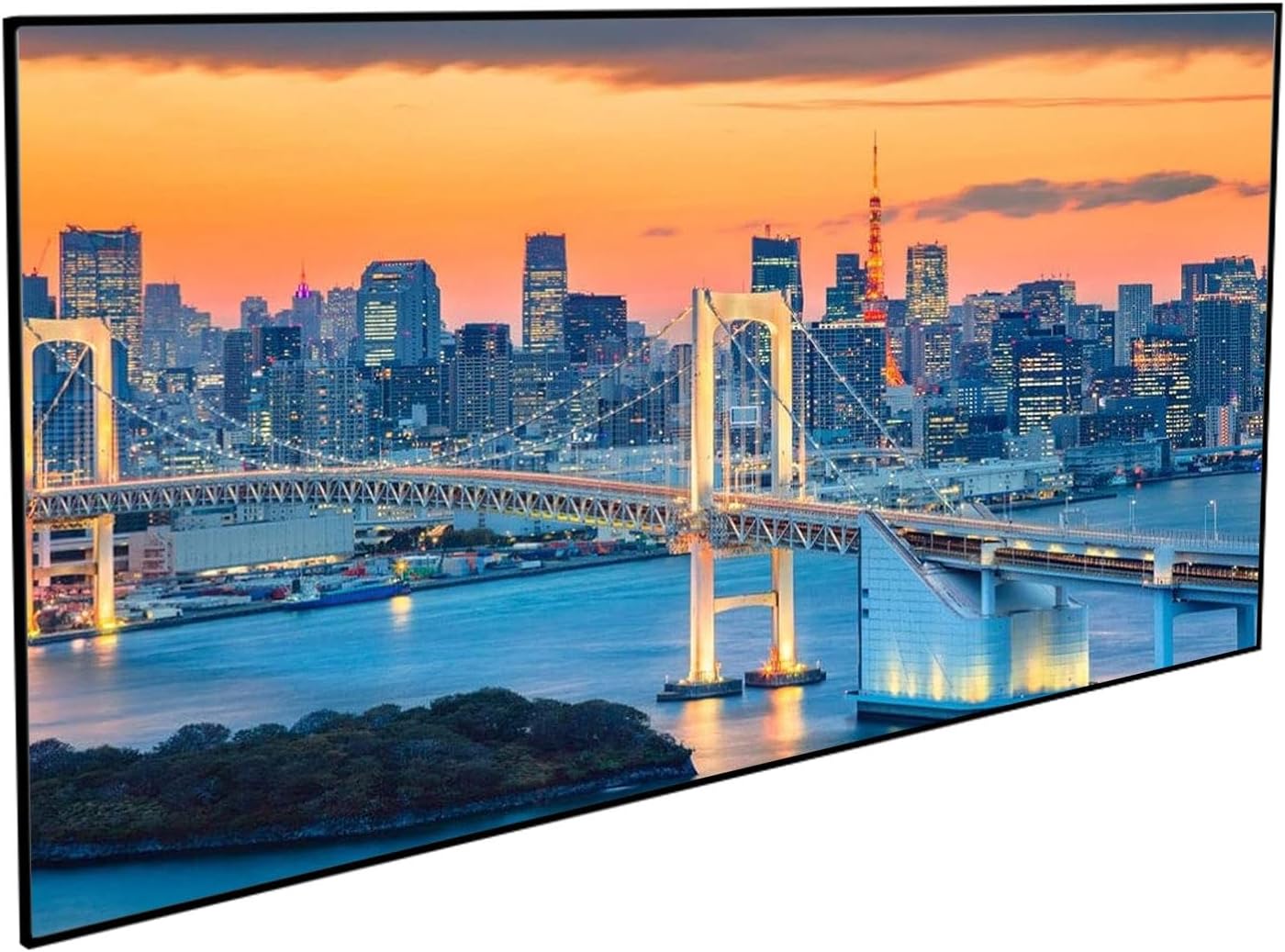 60-92 inch Projector Screen Fixed Frame, 16:9 Format 4K HD Grey Wall Mount Projector Movie Screen with Aluminum Frame for Indoor Home Movie Theater Cinema(60in)