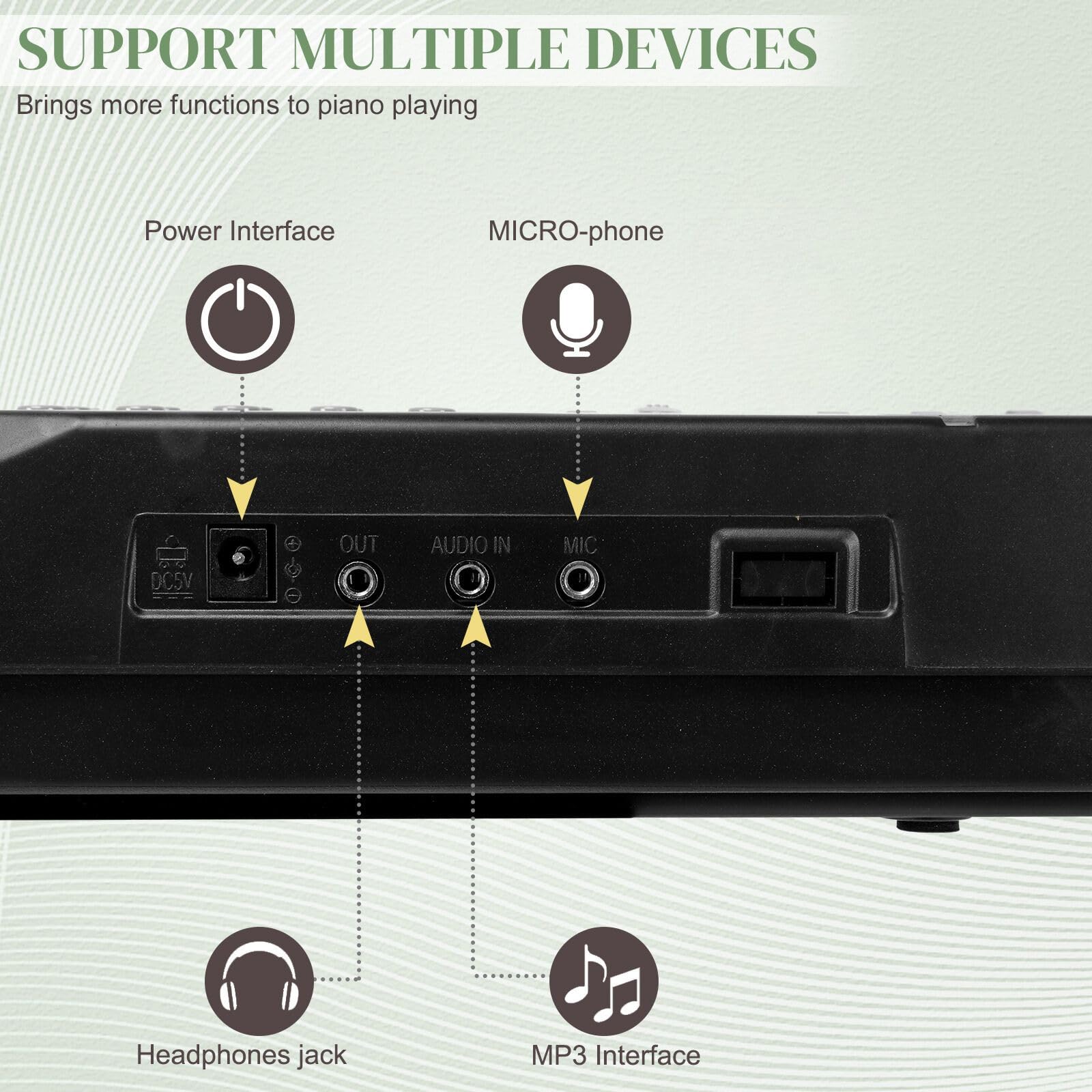LEADZM Clavier Piano 61 Touches, Piano Numérique avec Support de Clavier, Banc de Piano, Pupitre, Casque, Microphone, Écran LED, 3 Modes D'apprentissage pour Débutants (Noir)