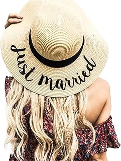 Personalized Bride Floppy Beach Hats with Embroidered Name