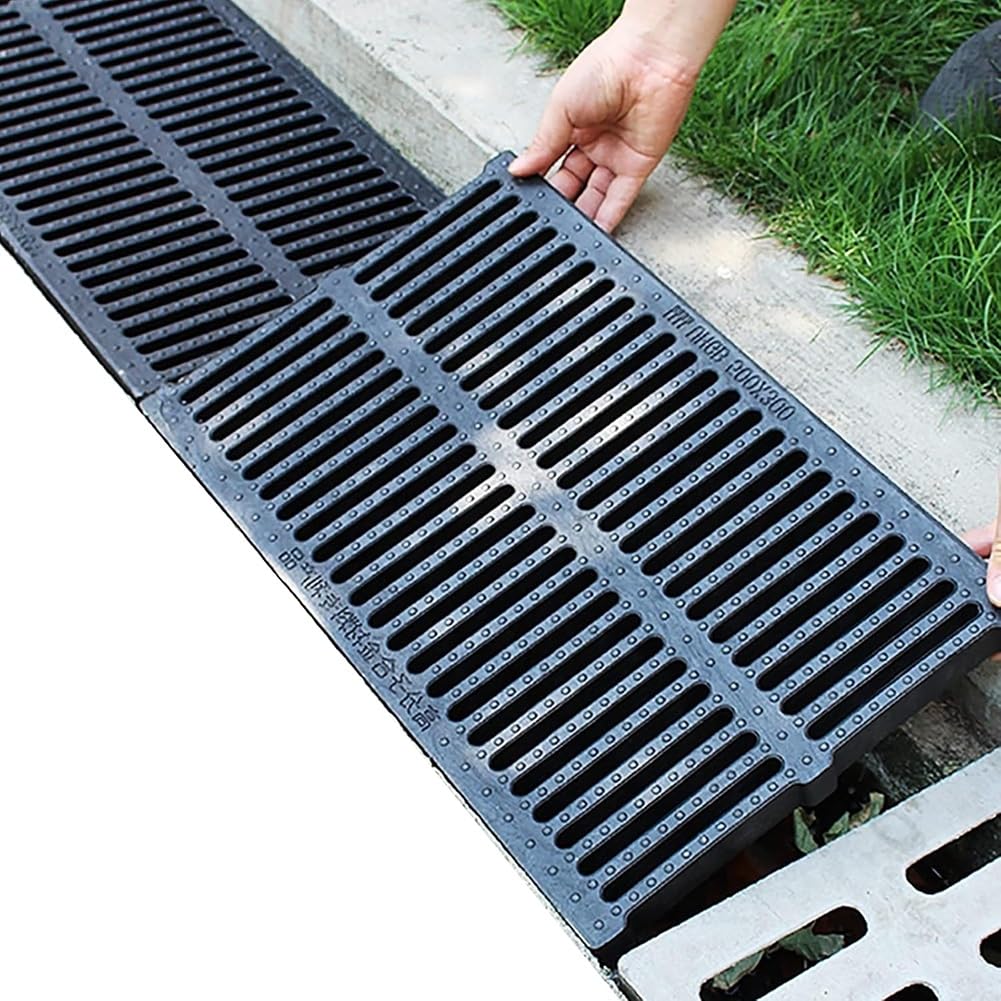 50 x 25 x 4 cm reu D ruszt polimerowy do wody deszczowej na zewnątrz odpływ wody do boków i jardów wydajny przepływ wody
